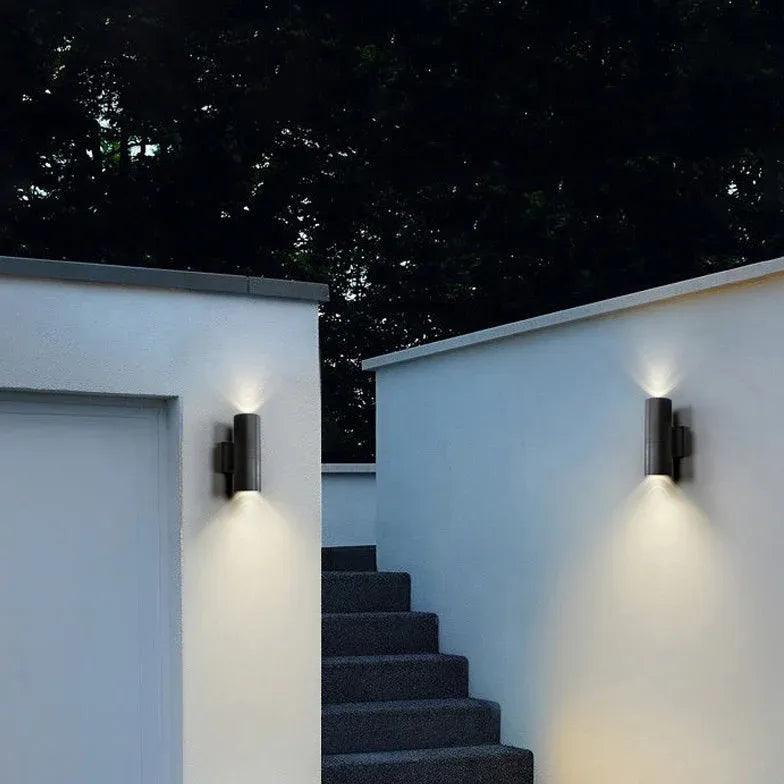 Black Up and Down Outdoor Wall Lights - Modern Exterior Sconce for Patio, Garden, and Porch Lighting