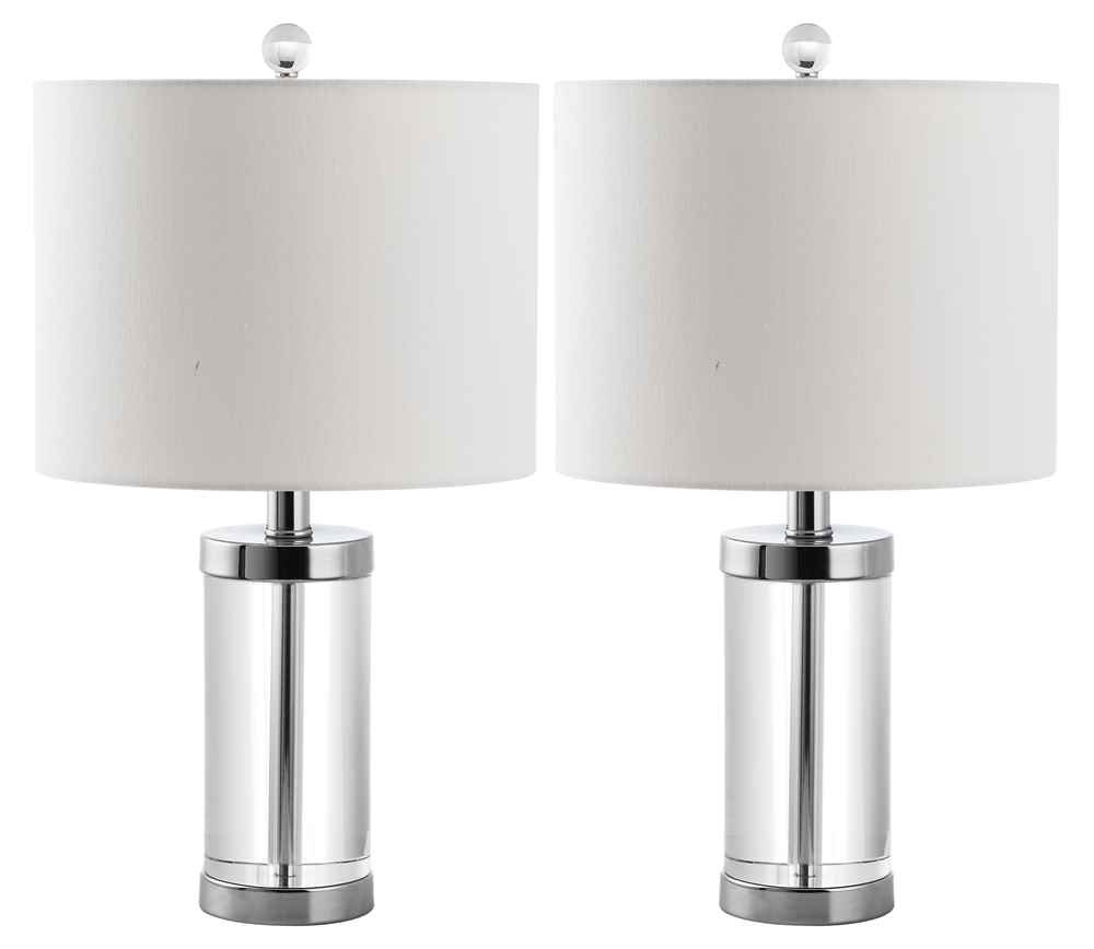 SAFAVIEH Laurie Modern Farmhouse Crystal Table Lamp Set of 2 - 20 Inch LED Bedside Lamps for Bedroom, Living Room & Home Office - Warm White Lighting with Included LED Bulbs - Perfect for Nightstands, Desks and Cozy Reading Nooks