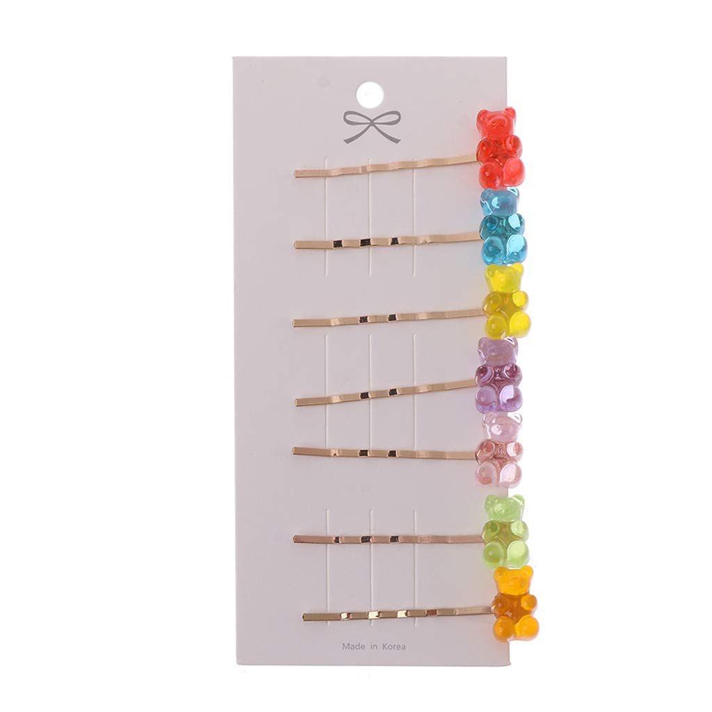 QUQUTWO Mixed Cartoon Panda Bear Hair Clips - Cute Barrette Gummy Bear Candy Hairpins for Kids & Girls - Perfect for School, Parties & Daily Hair Accessories