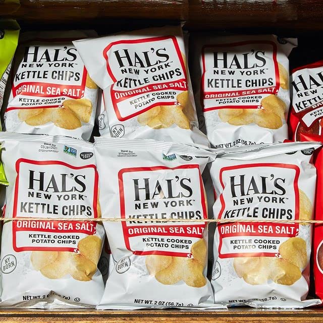Hal's New York Kettle Cooked Gluten Free Original Sea Salt Potato Chips - 2 Oz Bags (Pack of 6) | Crunchy Snack for Parties, Picnics & Lunchboxes