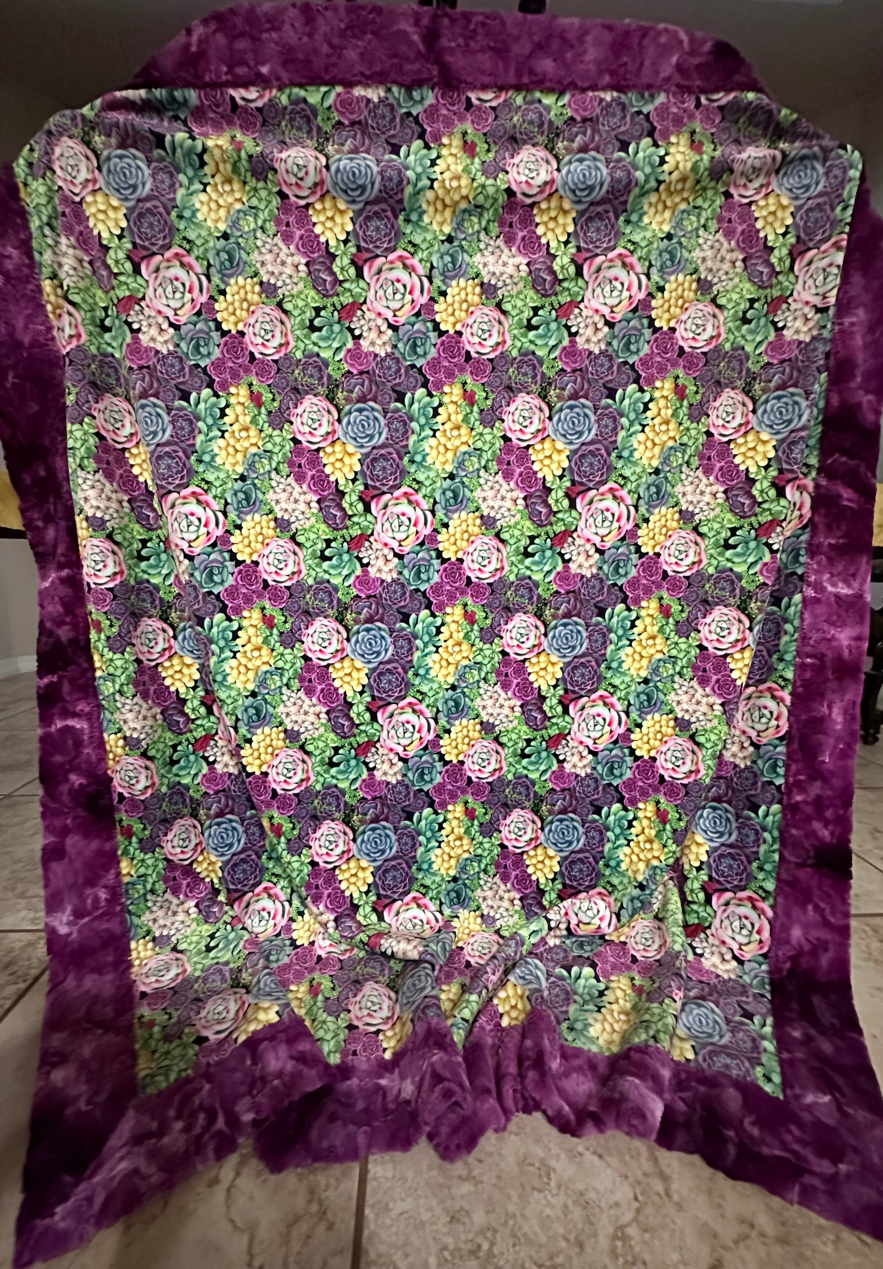 Peridot Succulent Minky Blanket 53x64 - Soft Baby Crib Blanket, Travel Throw for Kids & Nursery Decor - Perfect for Gifts, Swaddling & Cozy Naps