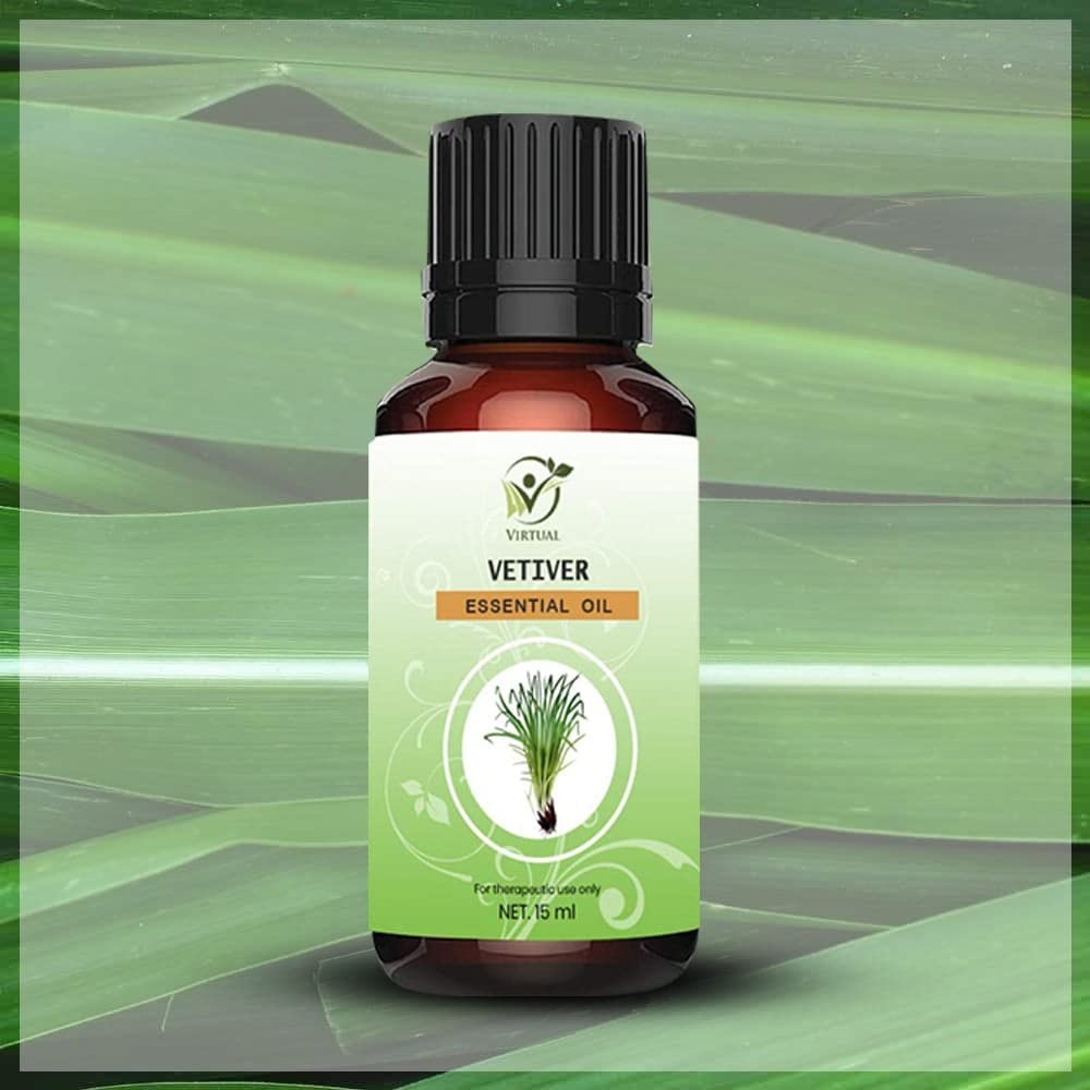 100% Pure Vetiver Essential Oil - Undiluted Therapeutic Grade for Hair Growth, Skin Care & Aromatherapy (15ml) | Natural Face Moisturizer, Stress Relief & Relaxation