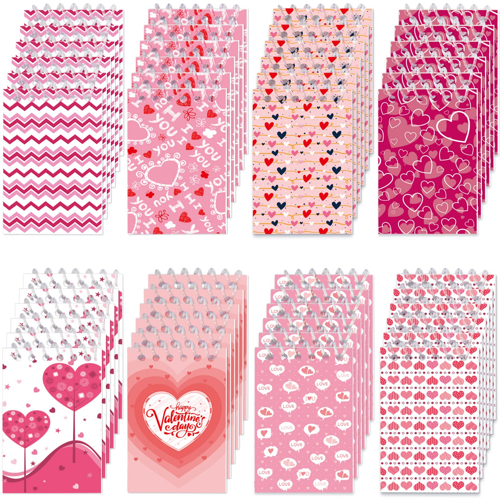 48 Mini Valentine's Day Spiral Notepads with Stickers - Cute Small Notebooks for Kids, Classroom Gift Exchange & Party Favors - Perfect for School Notes, Valentine's Day Gifts & Teacher Appreciation