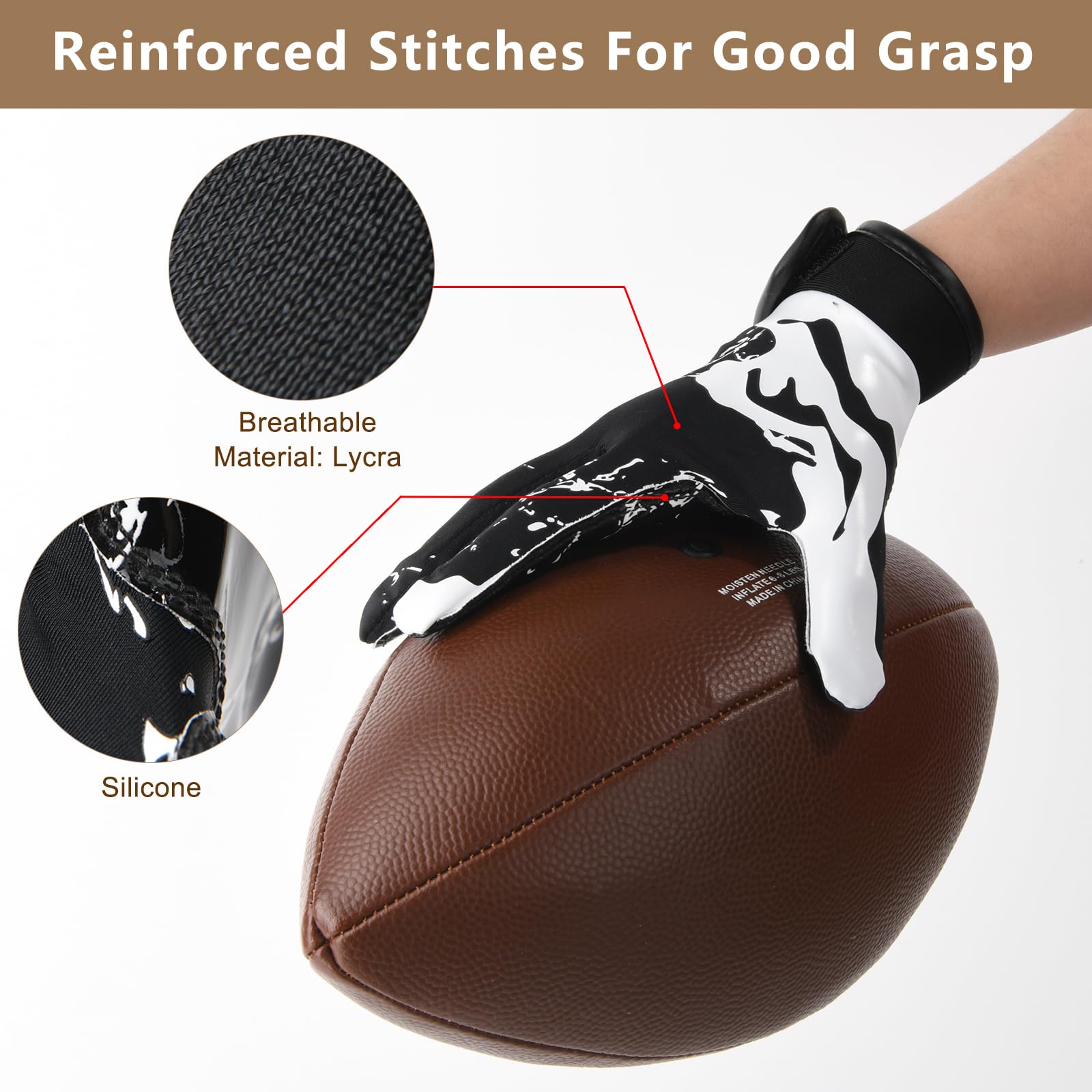 Best Youth Football Gloves for Kids - Superior Grip Receiver Gloves for Training & Games - Perfect for Catch Practice, Touchdowns & Competitive Play