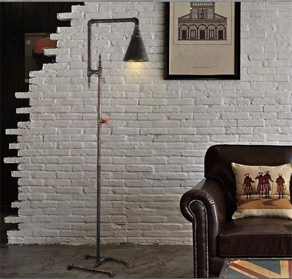 Vintage Industrial Iron Pipe Floor Lamp with H-Shaped Base - Nordic Style Adjustable Standing Light for Bedroom, Living Room & Hotel Decor (E27 Socket, AA+ Rated) | Perfect Reading Light & Cozy Ambiance Creator