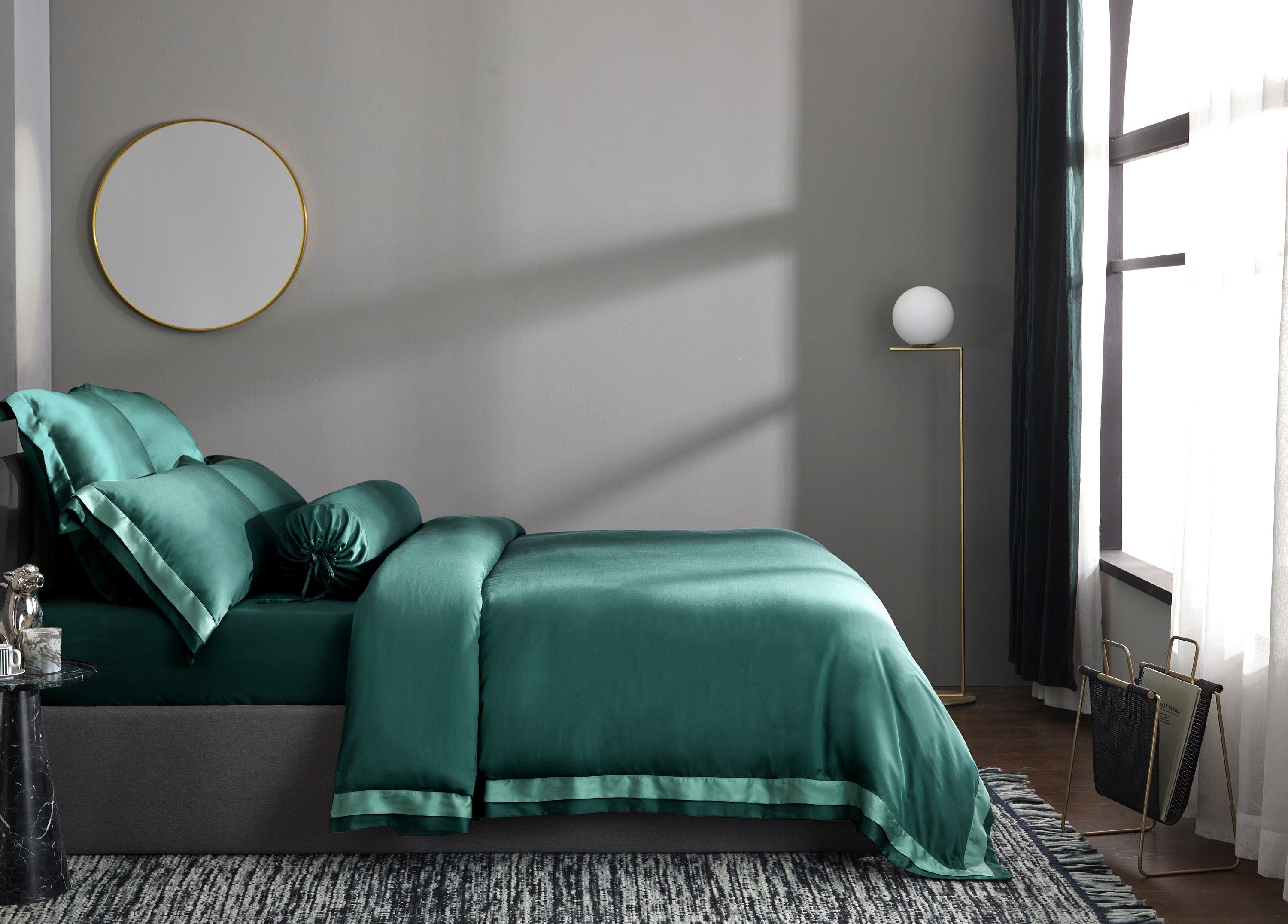 Premium TENCEL™ LF Duca Emerald Quilt Cover Set - Luxurious Soft Bedding for Master Bedroom & Guest Room - Breathable & Hypoallergenic Queen/King Size Duvet Cover with Zipper Closure