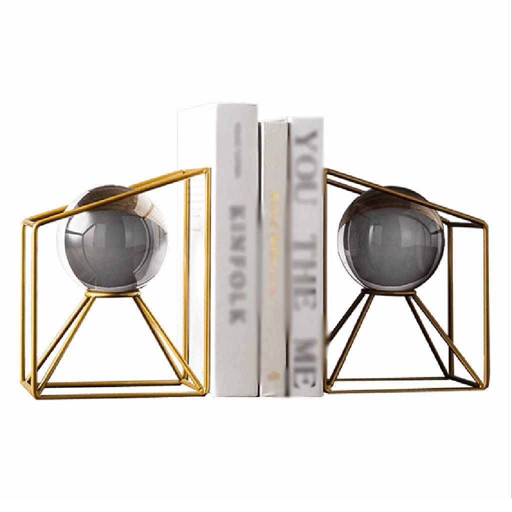 Crystal Ball Bookends - Decorative Bookend Supports for Bookshelf, Movies, CDs & Video Games - Elegant Bookshelf Ornaments & Display Shelf for Home Office Decor (Set of 2) - Perfect for Book Lovers & Collectors