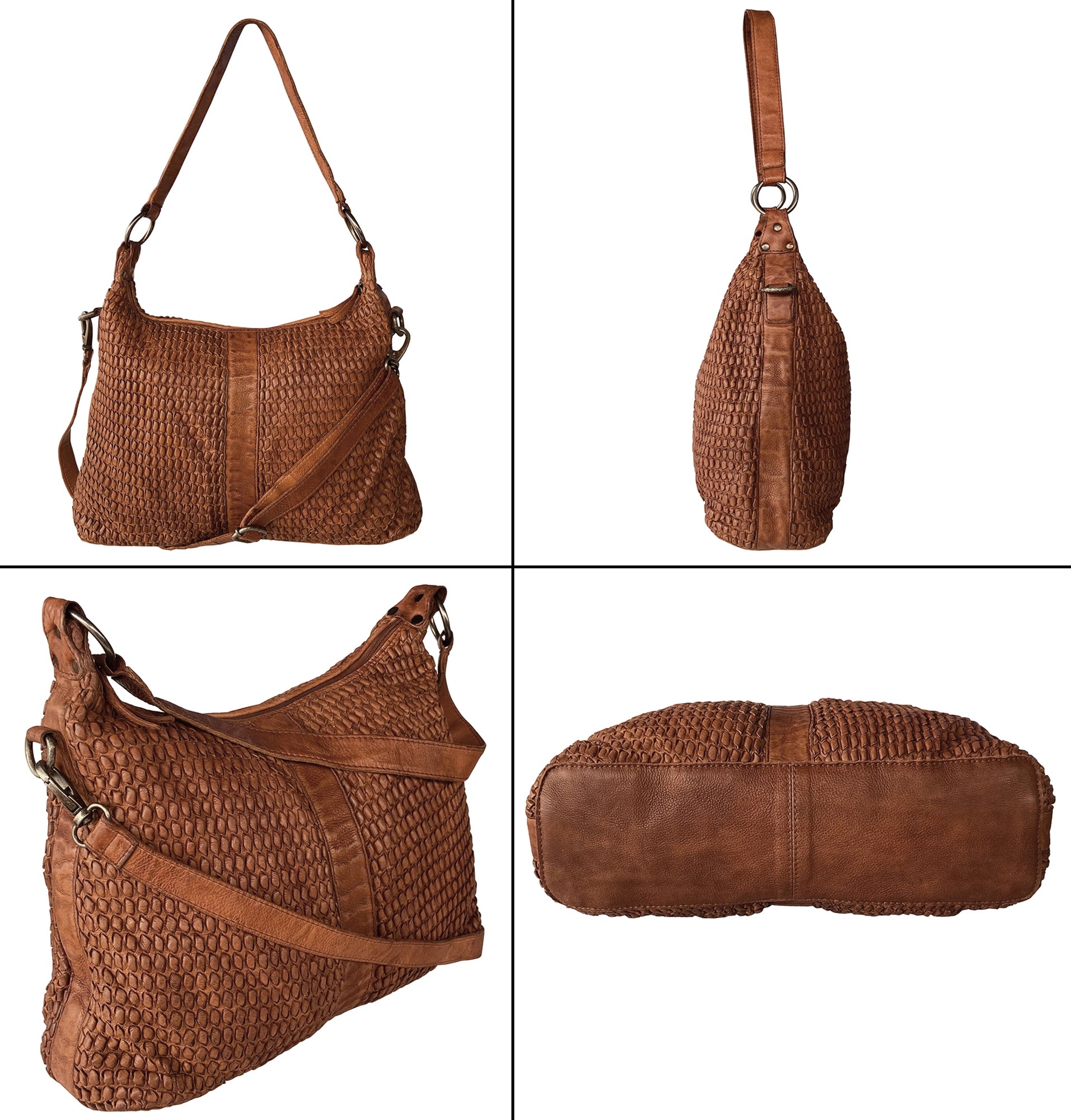 Hand Woven Genuine Leather Tote Bag for Women - Premium Cognac Shoulder Bag - Perfect for Work, Travel & Everyday Use