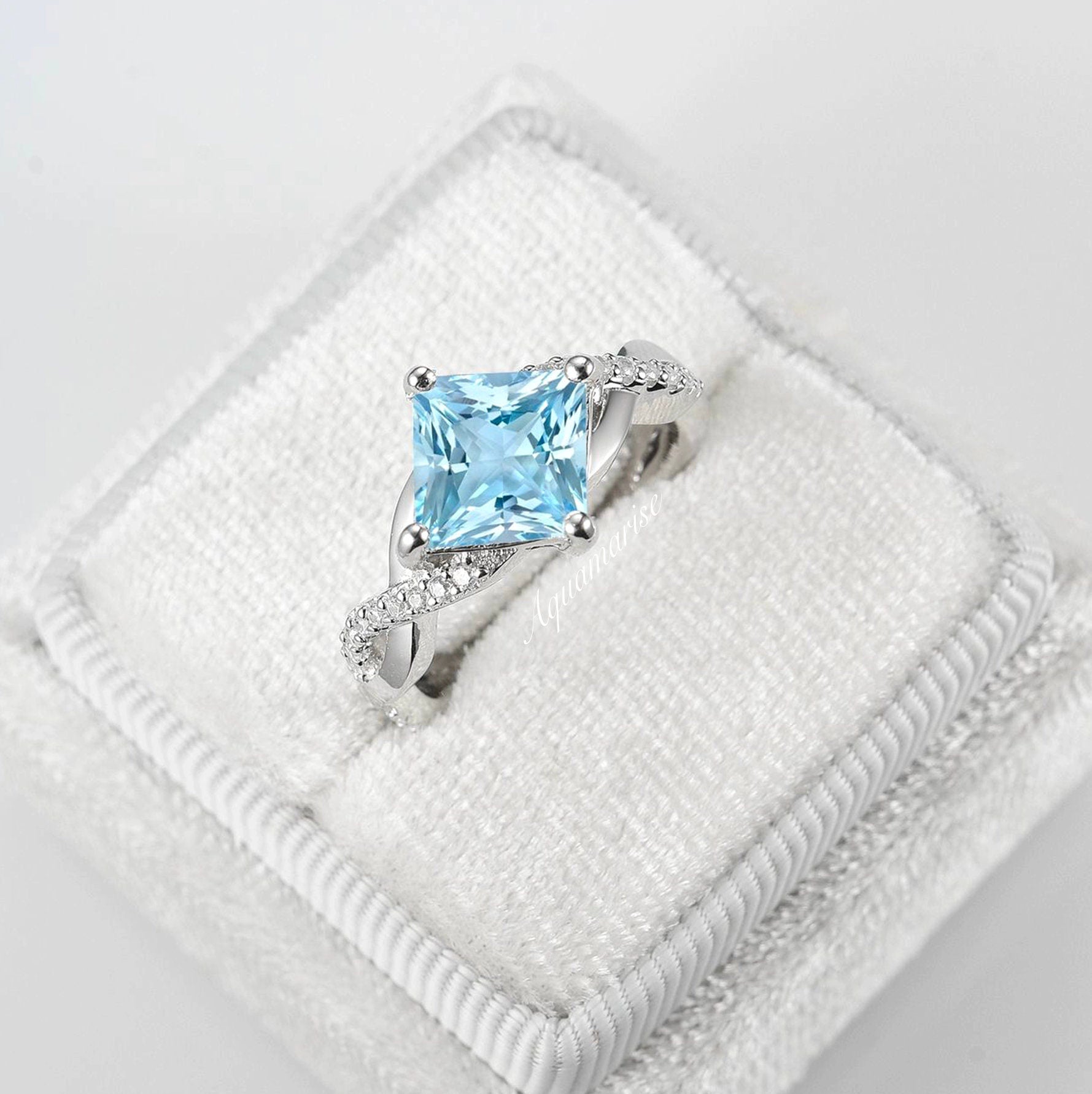 Sophia Aquamarine Ring - Sterling Silver Jewelry for Women, Elegant Birthstone Gift for March, Perfect for Engagement, Anniversary & Everyday Wear
