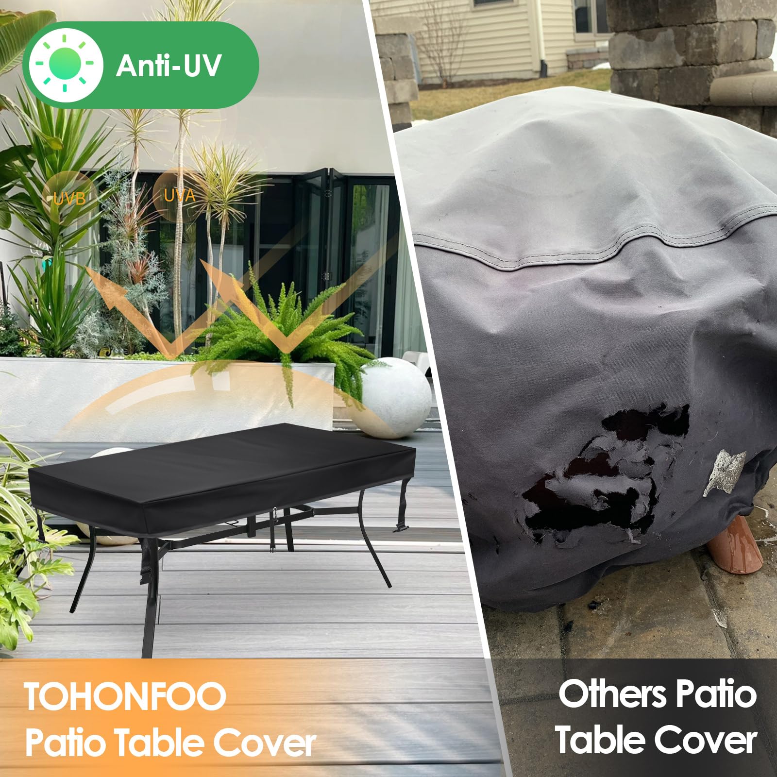 Waterproof Outdoor Dining Table Cover 60x35 Inches - UV Resistant Patio Furniture Protector for Round or Rectangle Tables - Perfect for Backyard, Deck, and Garden Use