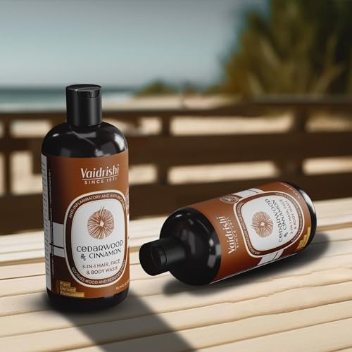 Vaidrishi Cedarwood & Cinnamon 3-in-1 Hair Face Body Wash - 300ml | Natural Cleanser for Men & Women | Shower, Bath & Daily Skincare