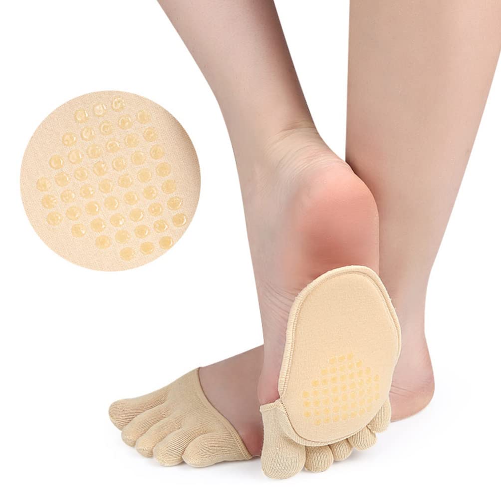 ULTNICE 2 Pairs Low Cut Invisible No-Show Socks for Women & Men - Non-Slip Half Sole Toe Socks for Sandals, High Heels & Casual Wear - Breathable Cotton Comfort for Everyday Use