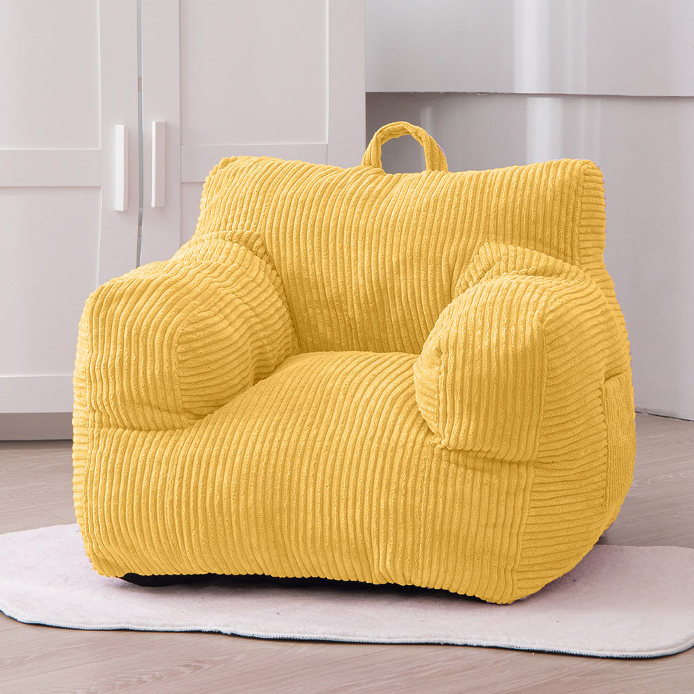 MAXYOYO Kids Bean Bag Chair - Soft Corduroy Bean Bag Couch with Armrests for Children's Room, Nursery & Playroom (Light Yellow) - Perfect for Reading, Gaming & Relaxing