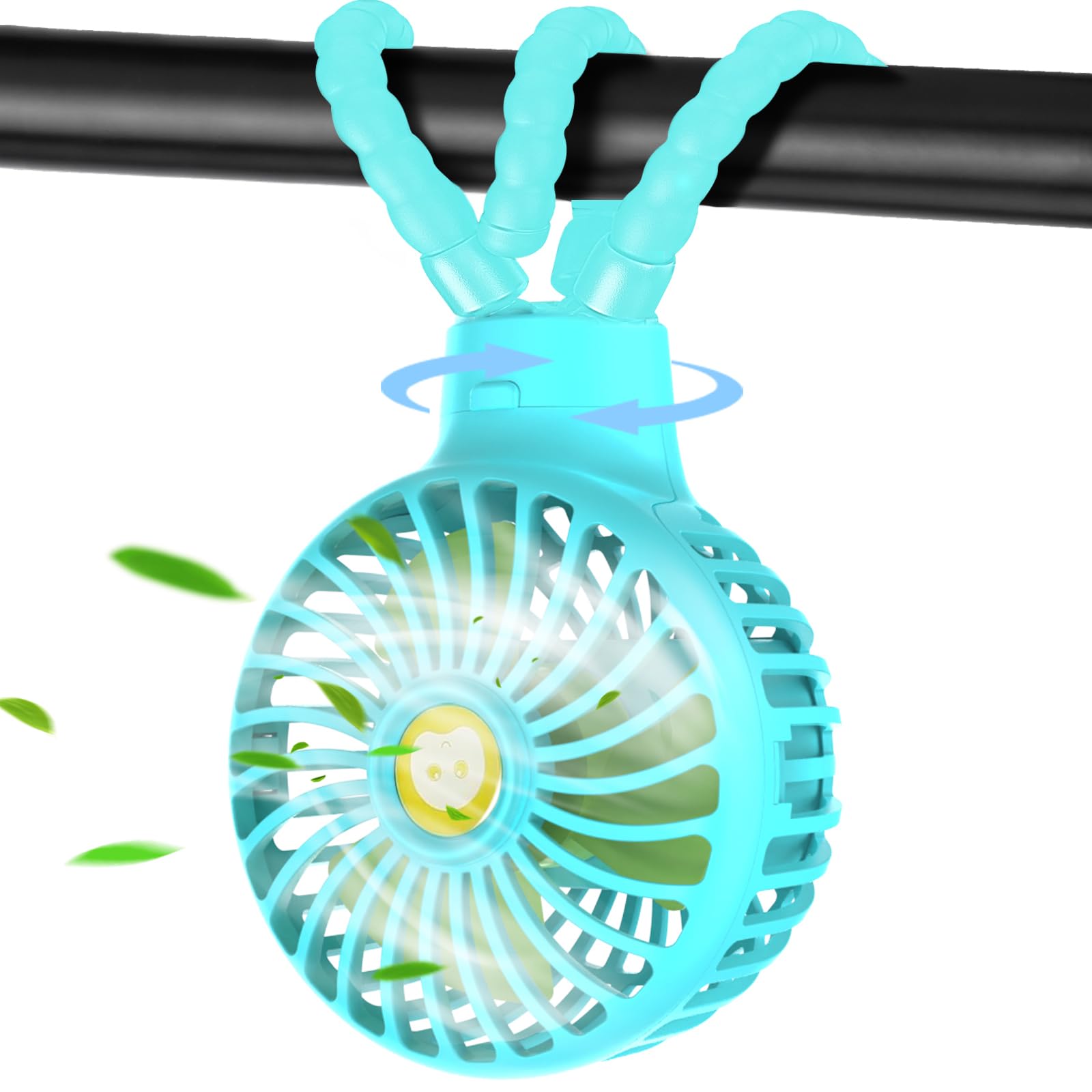 Portable USB Stroller Fan - Mini Handheld Fan with Long Battery Life for Camping, Travel, and Baby Strollers | Clip-On Personal Fan (Blue) - Perfect for Outdoor Activities, Nursery, and On-the-Go Cooling