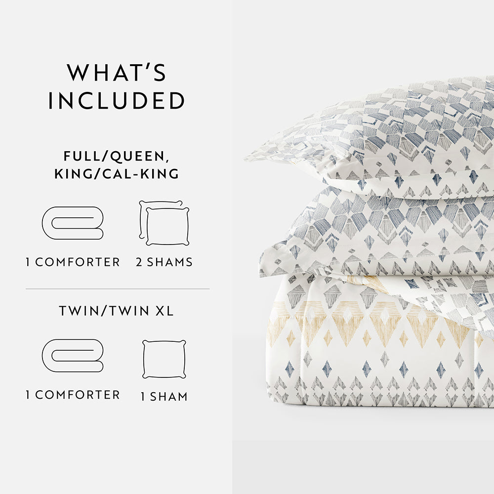 Mayan Stamp Down Alternative Comforter Set - Soft Hypoallergenic Bedding Collection for All Seasons | Perfect for Cozy Bedrooms, Guest Rooms & Dorm Comfort