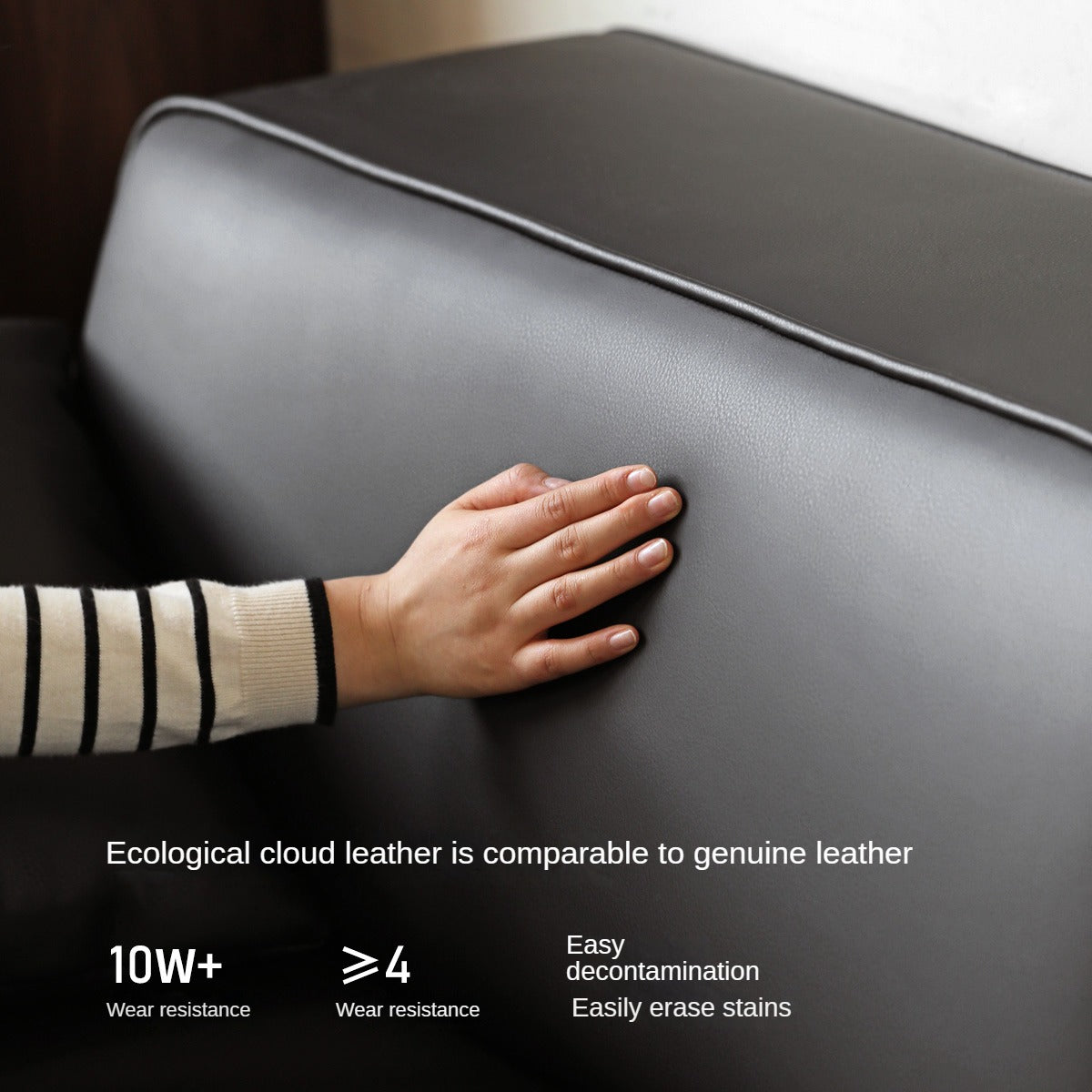 Organic Leather Art Sofa with Retractable Bed - Big Black Bull Electric Sofa Bed for Living Room, Guest Room & Small Space Comfort