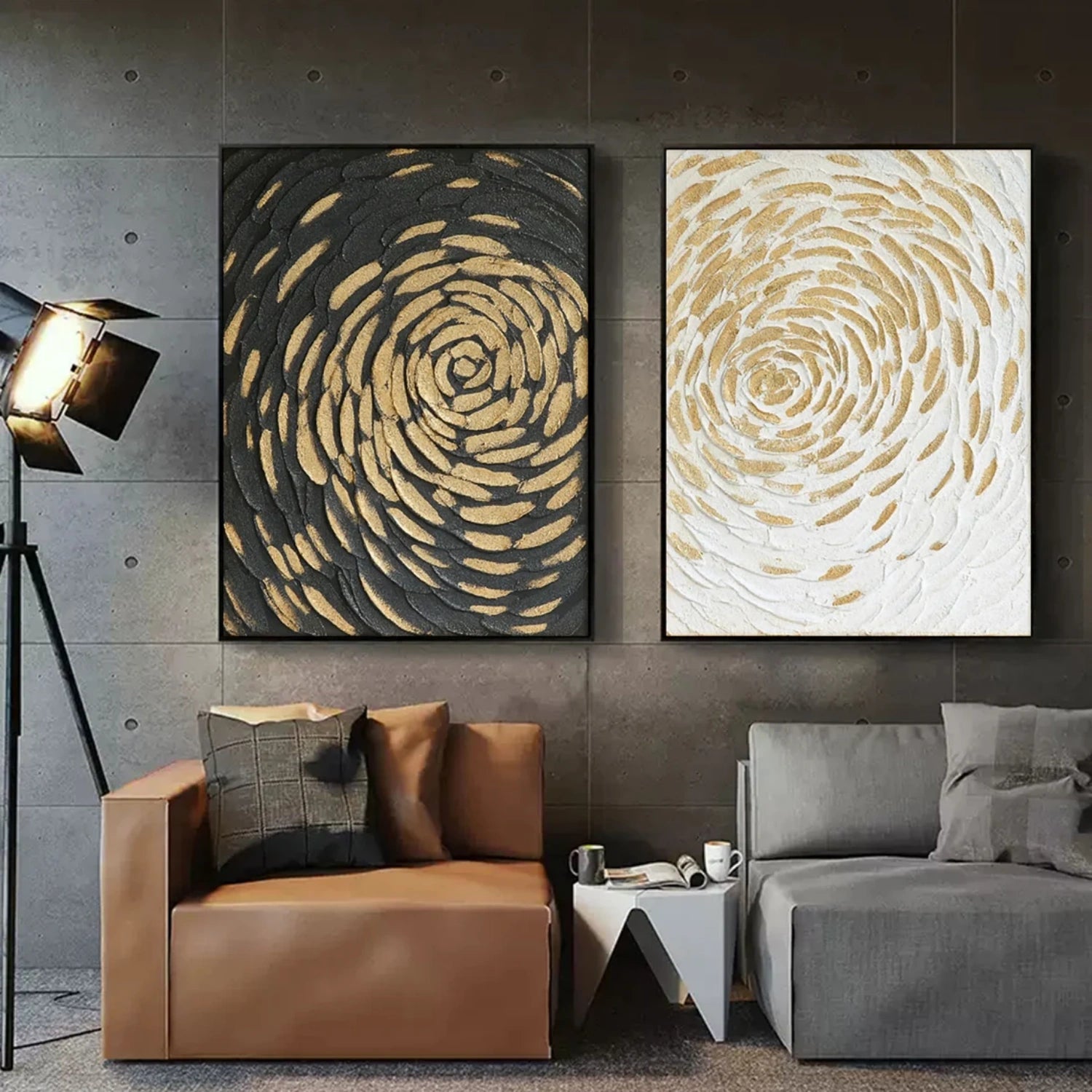 Abstract Painting Set of 2 - Modern Wall Art for Living Room & Bedroom Decor | #AB407 | Handmade Canvas Art for Home & Office