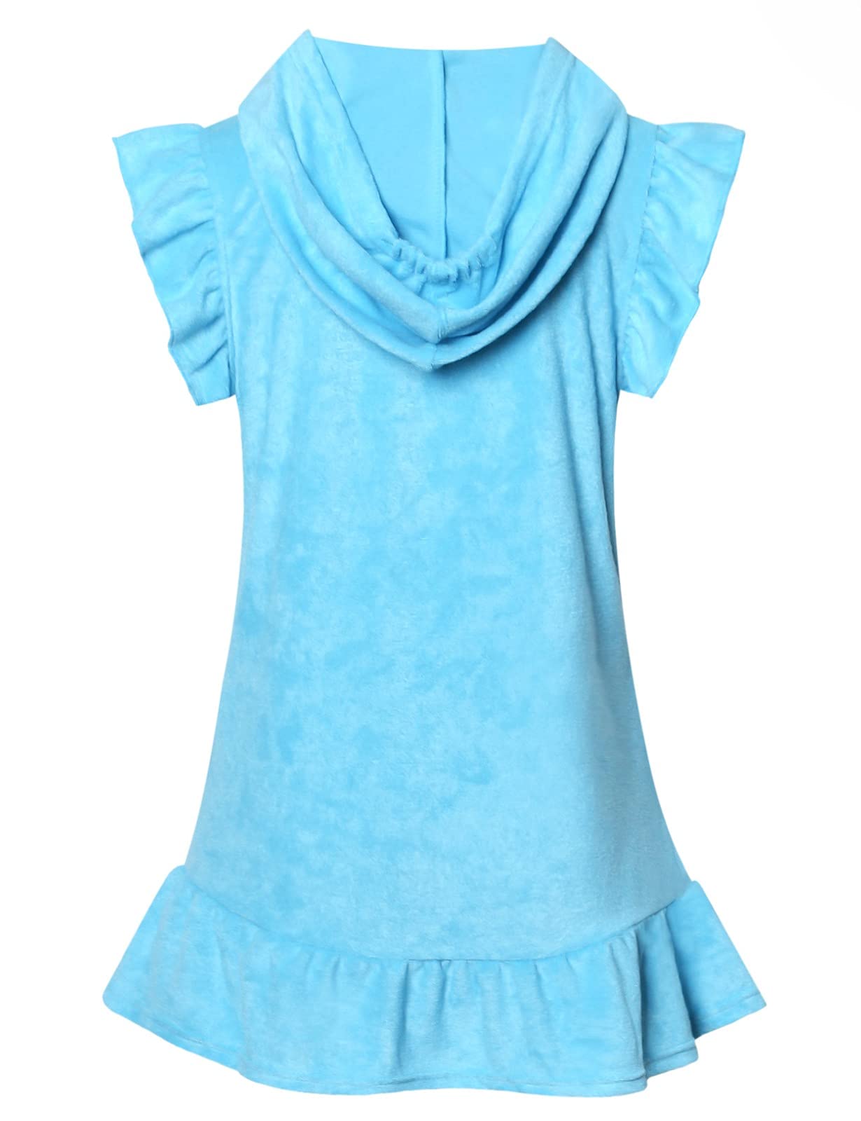 Perfashion Girls' Terry Hooded Zip-Up Swim Cover Up - Stylish Beachwear for Kids at Pool, Beach & Vacation