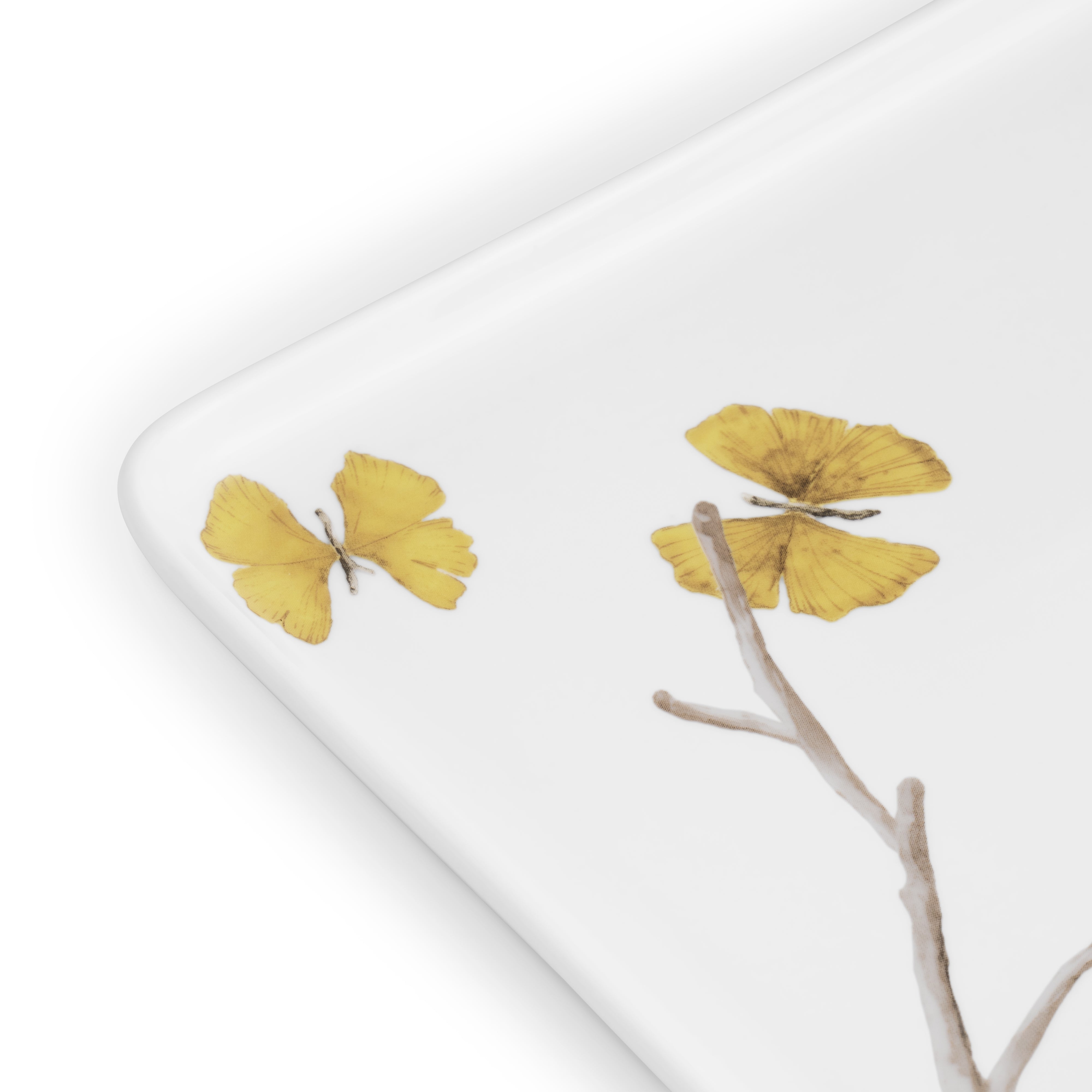 Butterfly Ginkgo Porcelain Bathroom Set - Elegant Soap Dish, Toothbrush Holder & Tumbler for Spa-Like Luxury at Home