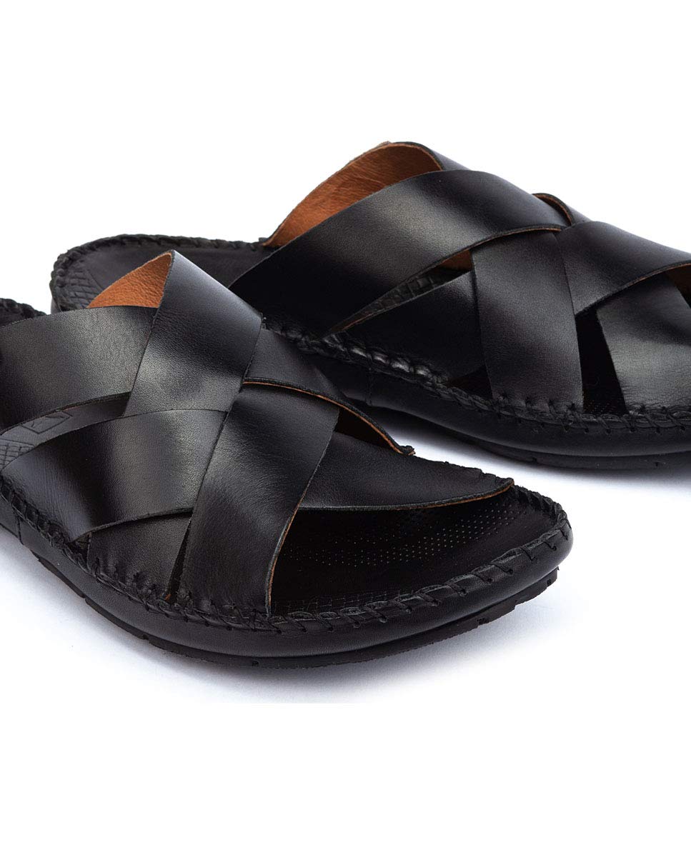 PIKOLINOS Men's Leather Flat Sandals - Comfortable Black Tarifa Style for Casual Wear & Summer Outings