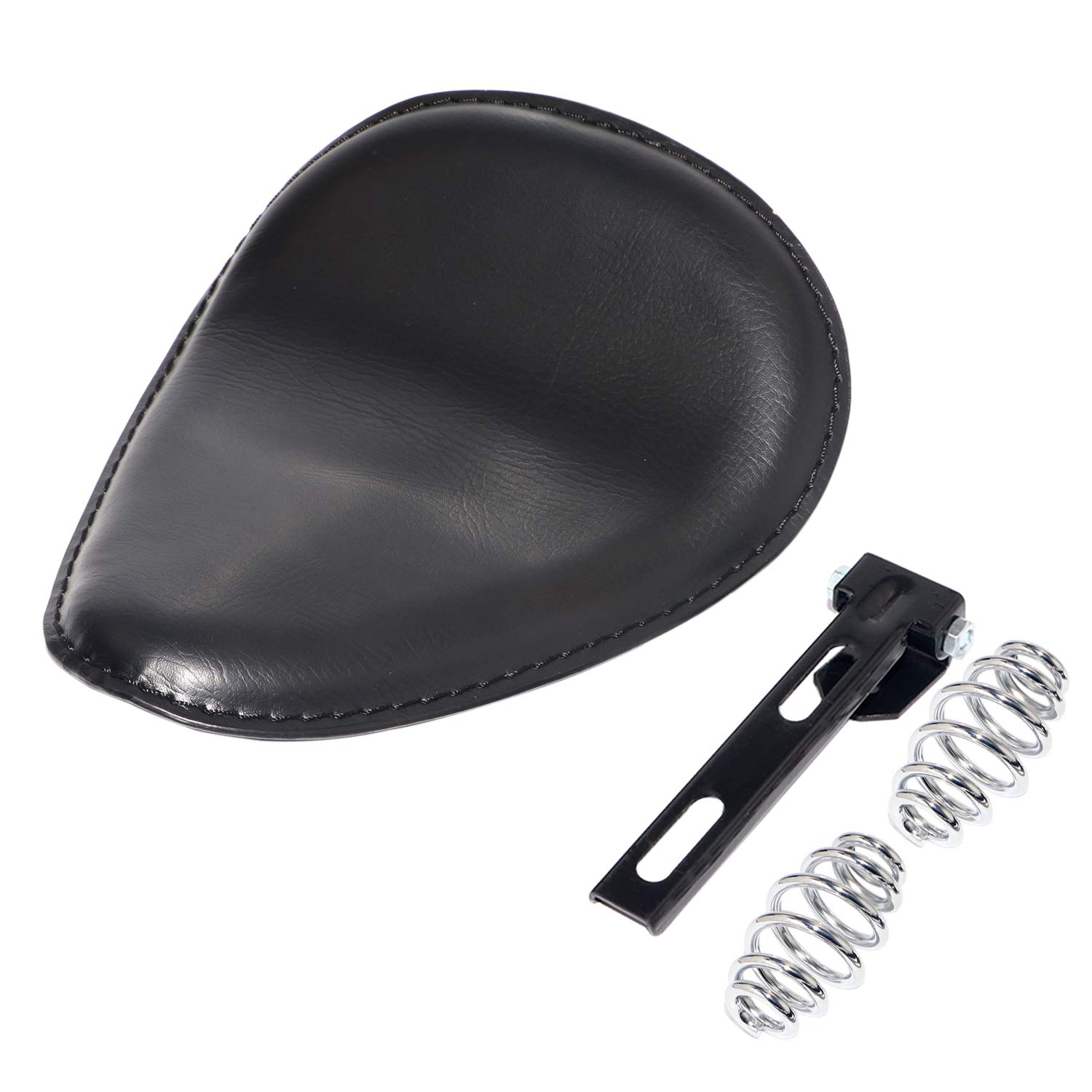Vintage Black Leather Motorcycle Seat Cushion with 3