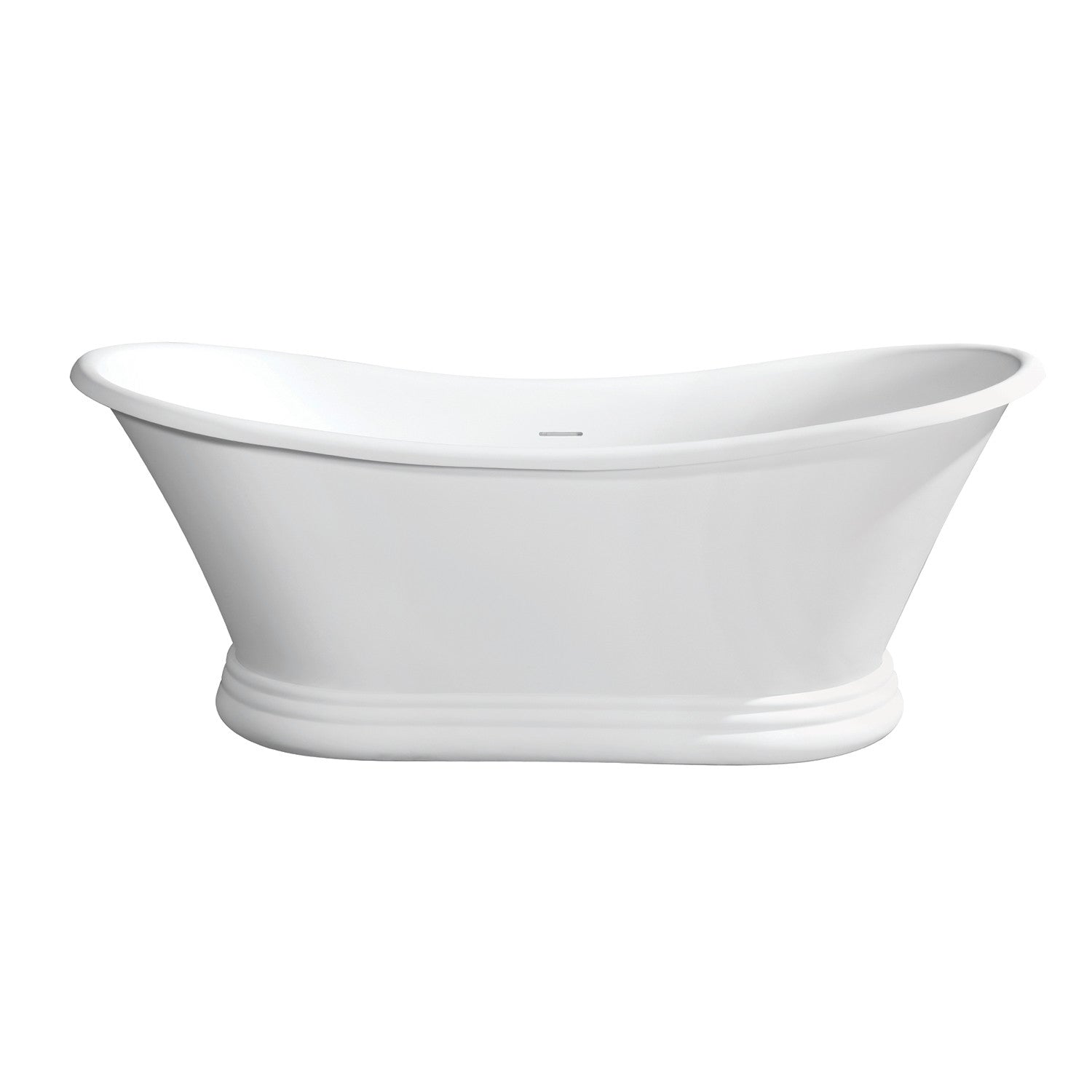 Arcticstone 67-Inch Solid Surface Oval Double Slipper Pedestal Bathtub - Glossy White/Matte White Freestanding Soaking Tub with Drain (No Faucet Holes) - Perfect for Master Bathroom, Spa Retreat & Luxury Home Renovation
