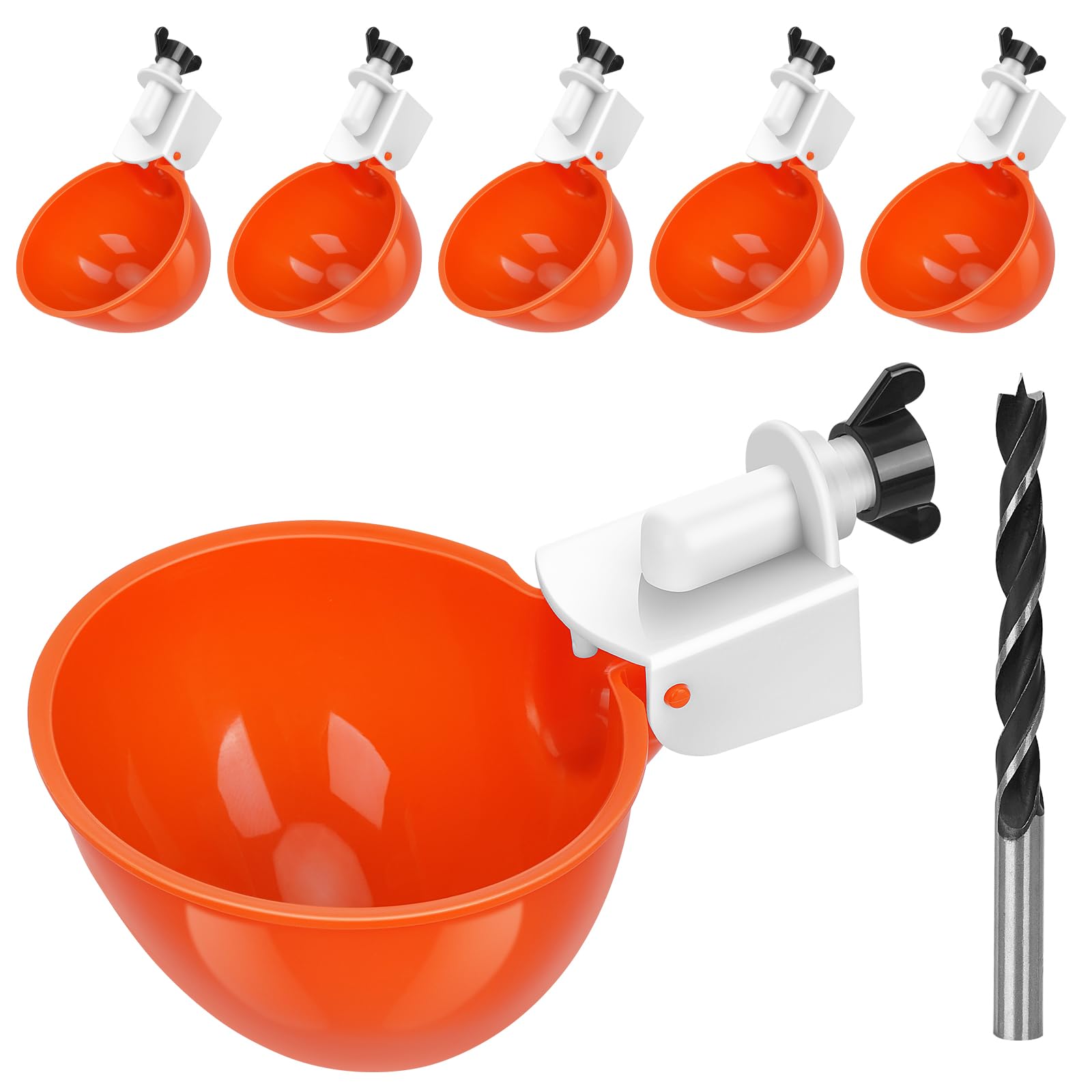 TGEYD Automatic Chicken Water Cups (6 Pack) - Large Poultry Waterer for Chickens, Ducks, Geese, Turkeys & Rabbits - Includes Matching Drill - Perfect for Coops, Farms & Backyard Poultry Keeping