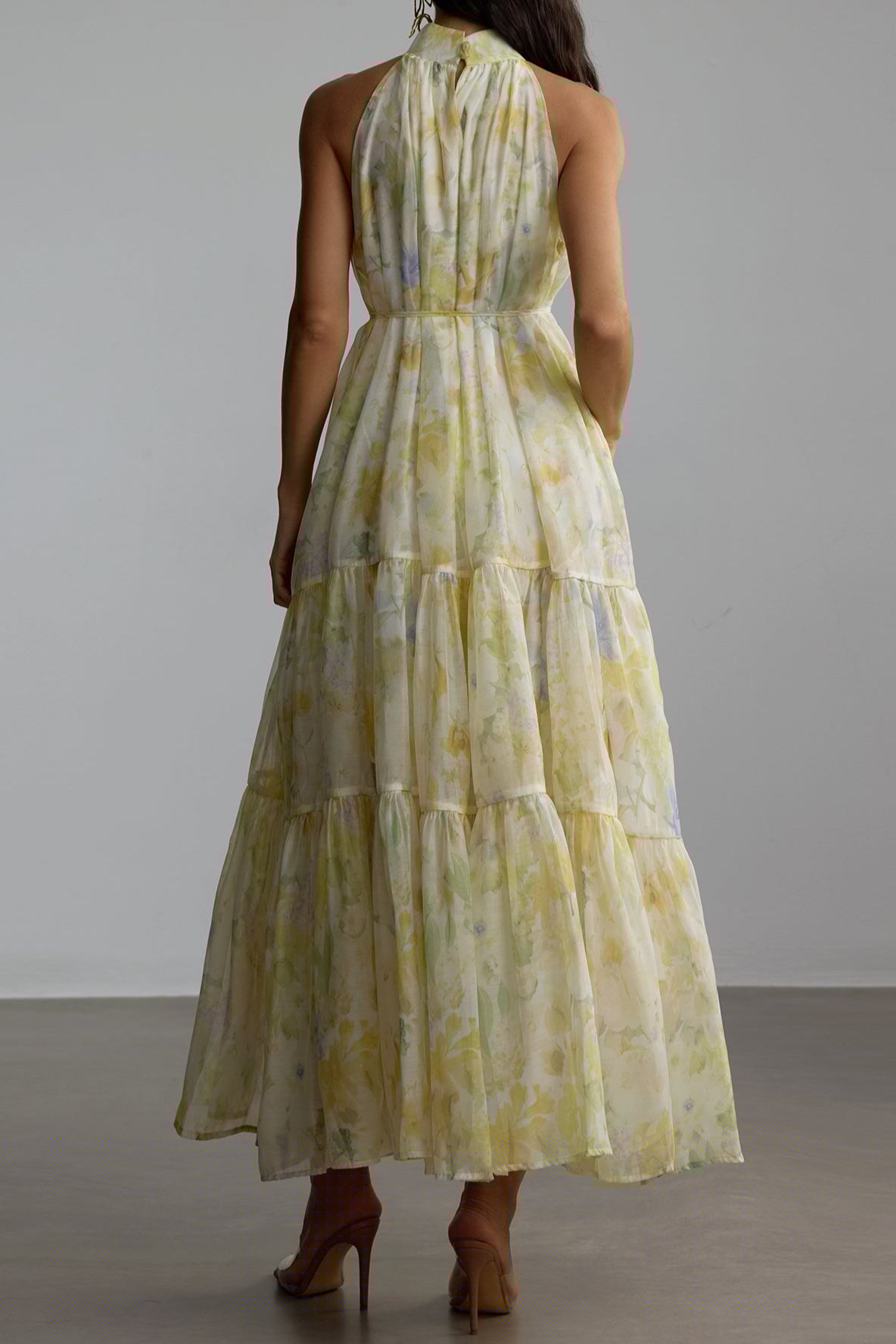 Caroline Floral Print Sleeveless Maxi Dress in Yellow - Perfect for Summer Beach Vacations, Garden Parties & Boho Chic Outfits