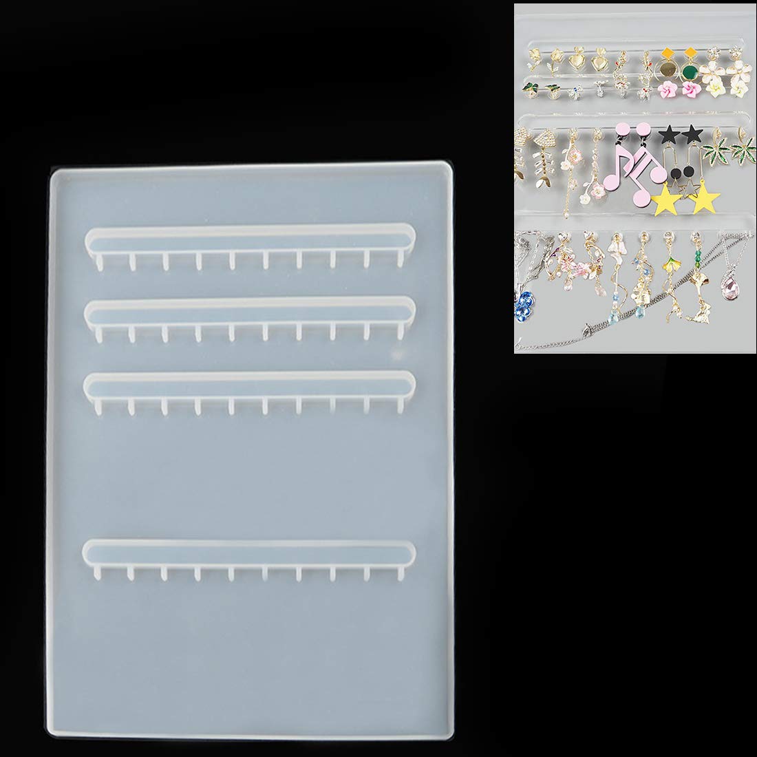 FineInno 40-Hole Silicone Resin Jewelry Display Stand - Earring Organizer for DIY Casting Crafts, Jewelry Making & Boutique Store Display (Perfect for Crafters, Jewelry Artists & Retail Shops)