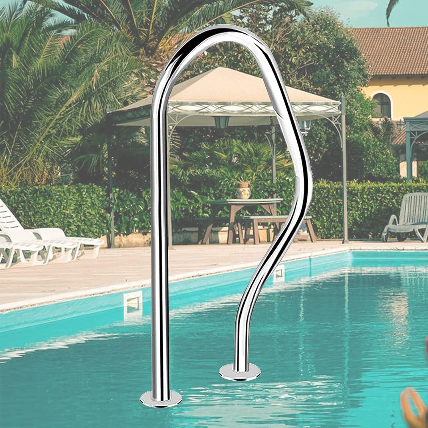 Pool Handrails Set of 1 - Stainless Steel Swimming Pool Railing for Inground Pools & Steps, 250kg Heavy-Duty Load Capacity - Ideal for Safety & Accessibility in Backyard, Residential & Commercial Pools