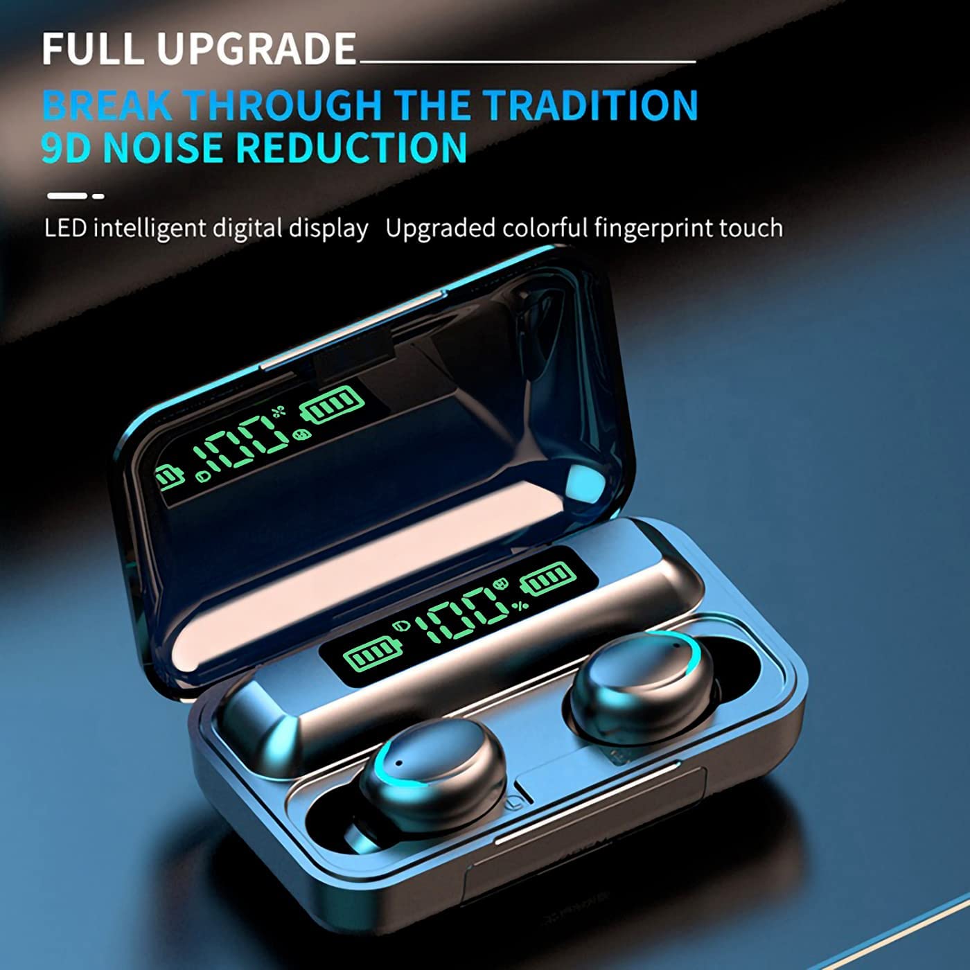 F9-5 Wireless Bluetooth 5.1 Earbuds with Noise Cancellation, HiFi Stereo Sound & Touch Control - Mini In-Ear Headphones with HD Mic & Charging Case (Black) | Perfect for Gym, Commuting & Work Calls