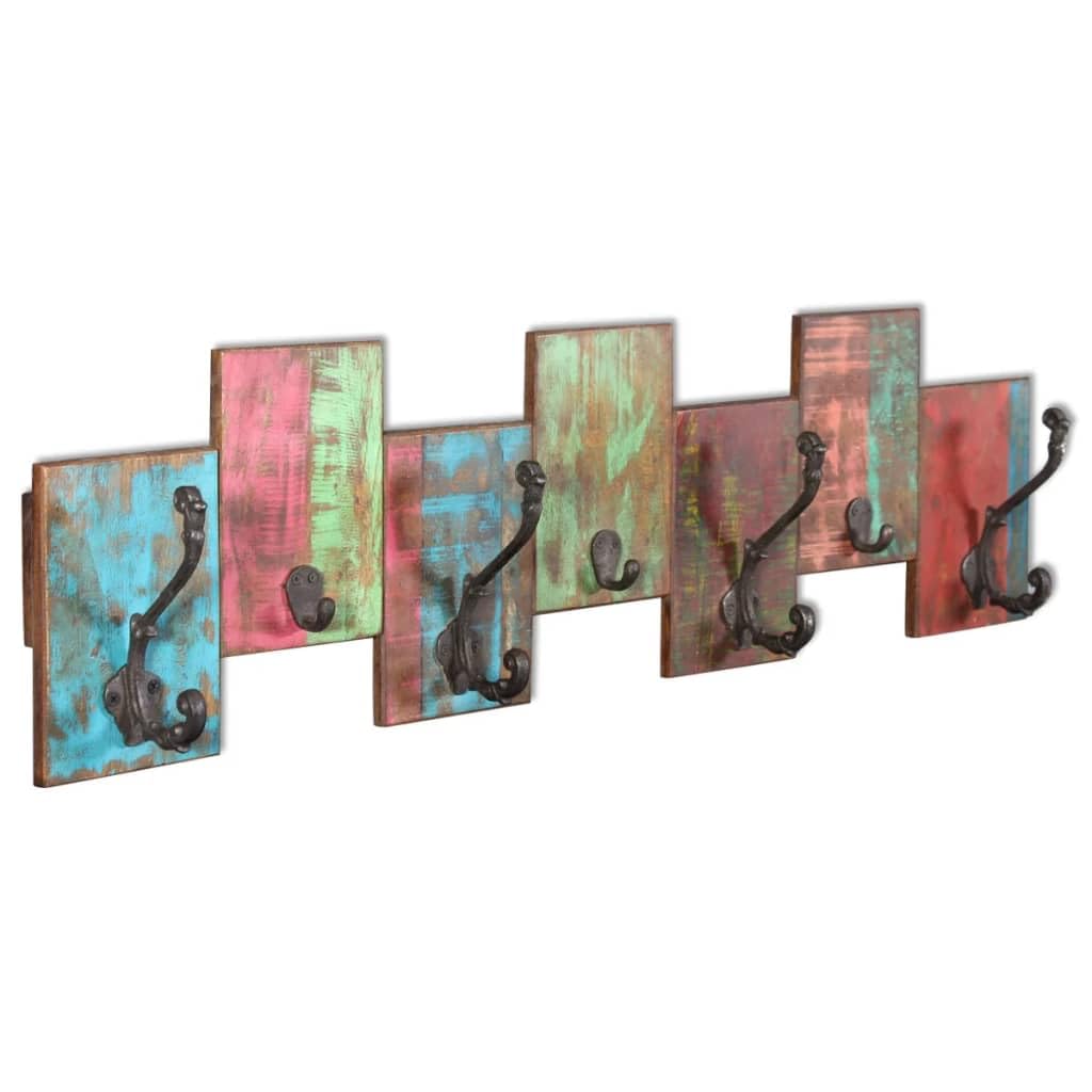 vidaXL Solid Reclaimed Wood Coat Rack - Handcrafted Wall Hooks for Clothes, Hats & Bags | 30.7 x 9 Inches | Entryway Organizer, Bedroom Decor & Hallway Storage Solution