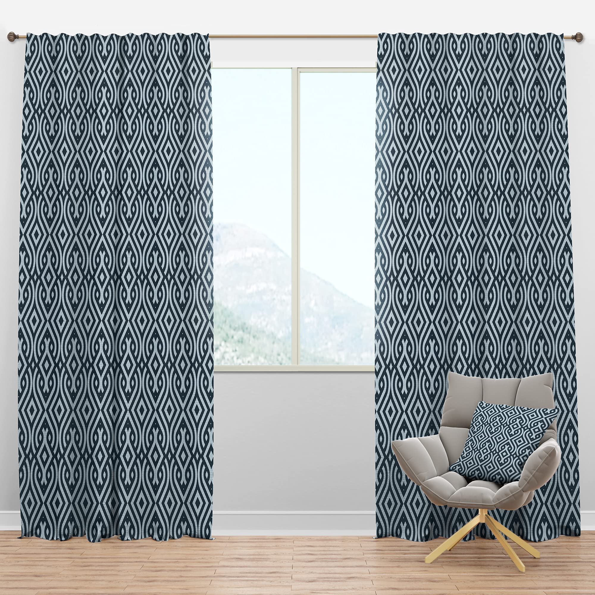 DesignQ Blackout Curtains Vintage Pattern - Thermal Insulated Room Darkening Drapes for Bedroom & Living Room - Single Panel 52x63 Inches - Perfect for Home Theater, Nursery & Light Sleepers