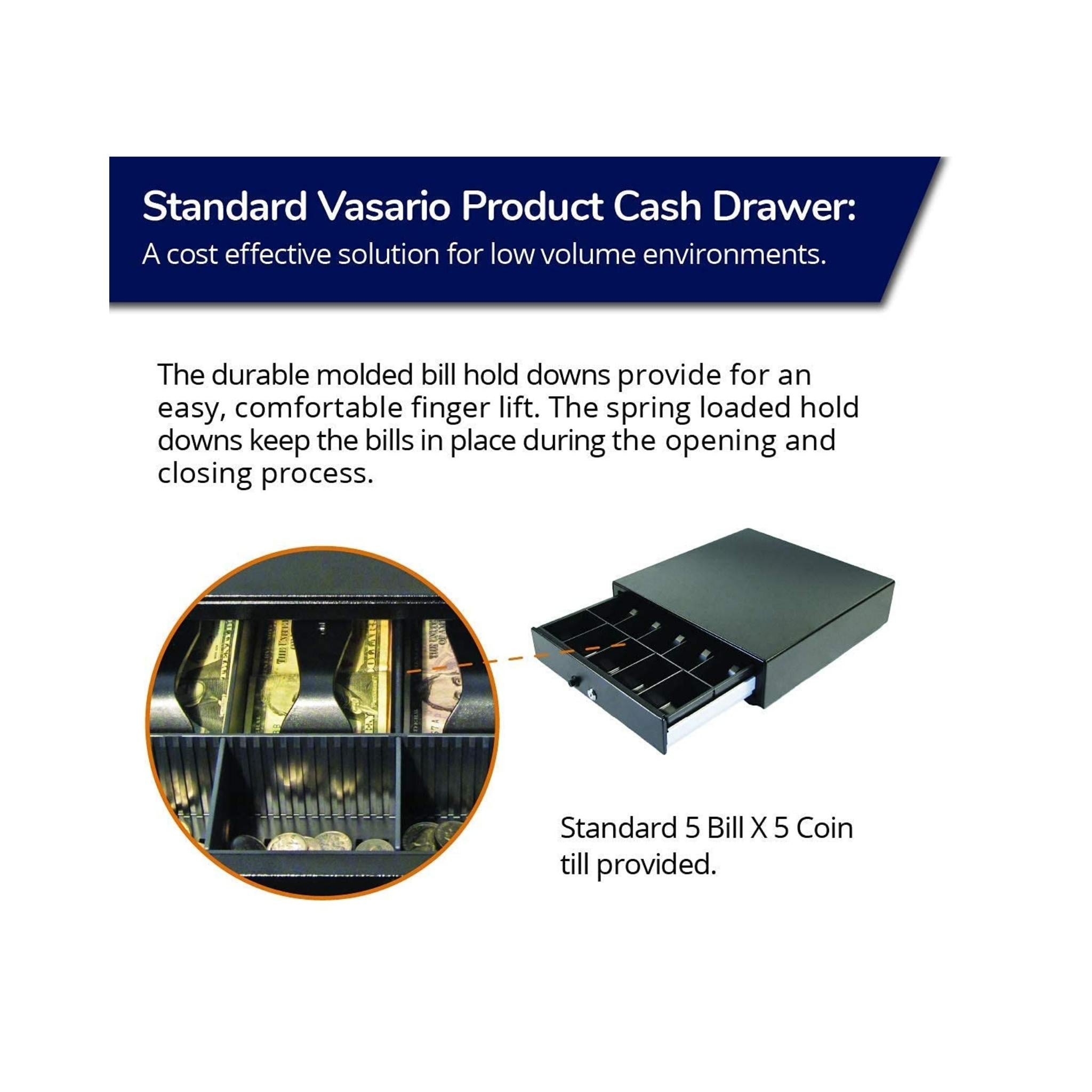 APG VB320 BL1616 Standard Duty Cash Drawer - Secure Money Storage for Retail Stores, Restaurants & POS Systems (Black) - Perfect for Checkout Counters, Cash Registers & Small Businesses