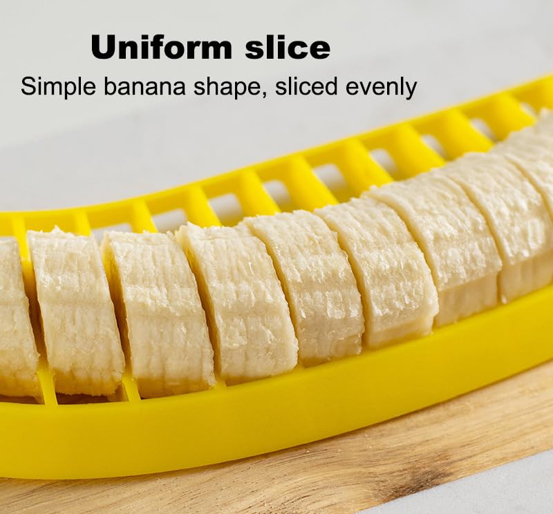 AKOAK Plastic Banana Slicer - 1 Pack Multi-Functional Fruit Cutter for Banana Slices, Perfect for Fruit Salads, Dessert Decorating & Food Prep | Great for Smoothie Bowls, Kids Snacks & Healthy Eating