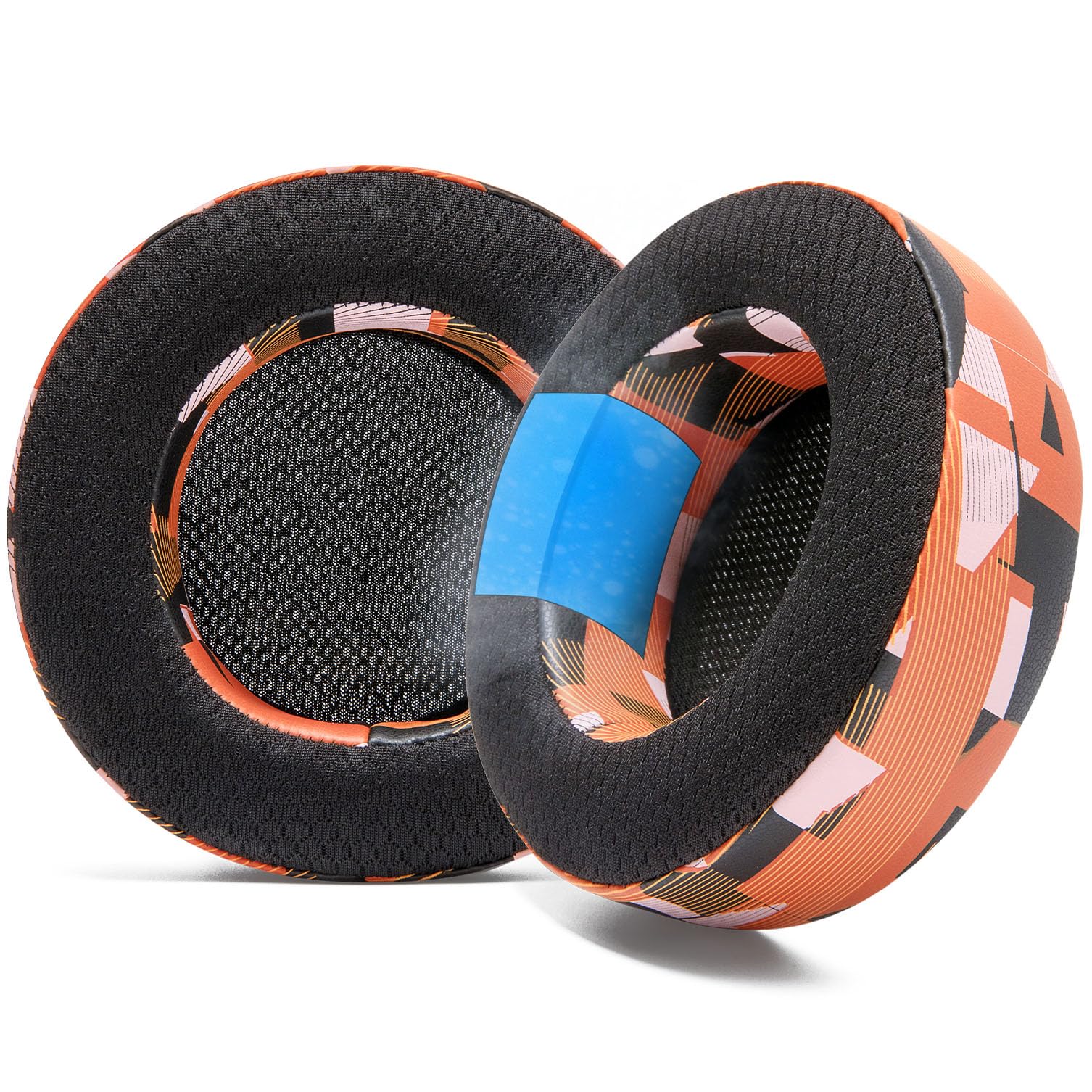 WC Freeze Virtuoso - Premium Hybrid Fabric Cooling Gel Earpads for Corsair Virtuoso Gaming Headset | Enhanced Durability, Thickness & Noise Isolation | Orange Prism | Perfect for Long Gaming Sessions & Hot Climates