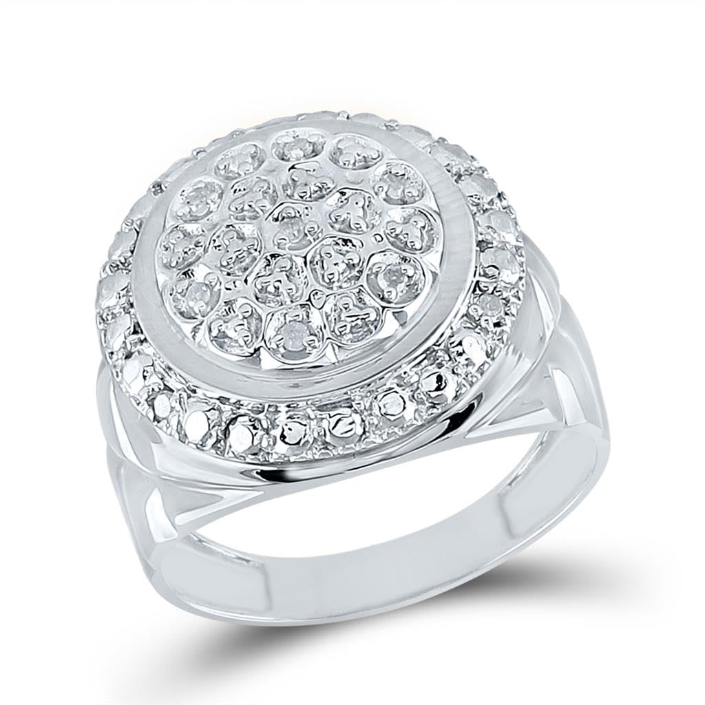 Lux Sterling Silver Men's Round Diamond Wedding Band Ring 1/10 CTTW Size 10 - Elegant Jewelry for Wedding, Engagement & Anniversary Gifts