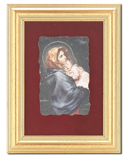 Madonna of the Streets Framed Wall Art - Classic Antique Gold Fluted Frame, Small Religious Home Decor for Living Room, Bedroom & Office