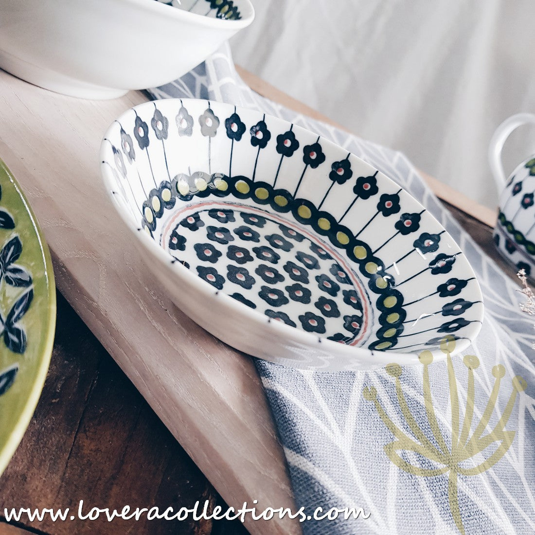 Awasaka Japan Green Poppy Tea Set & Dinnerware Collection - 16-Piece Ceramic Tea Cups & Plates Set for Japanese Tea Ceremony, Afternoon Tea & Home Decor - Elegant Floral Design for Gift & Daily Use