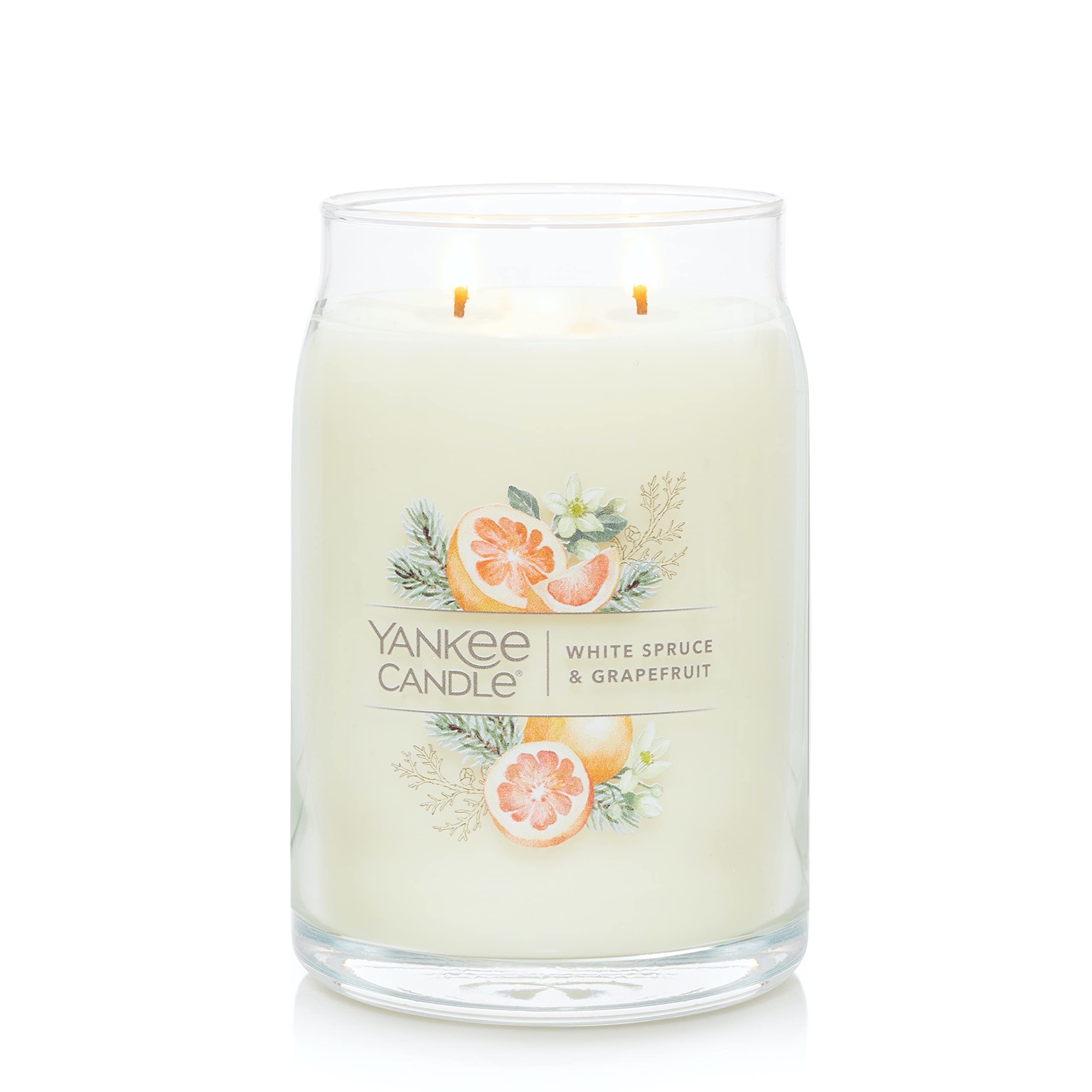 Yankee Candle White Spruce & Grapefruit Scented Large Jar Candle - 20oz 2-Wick Holiday Candle with 60+ Hours Burn Time | Perfect for Christmas Decor, Home Fragrance & Cozy Winter Evenings