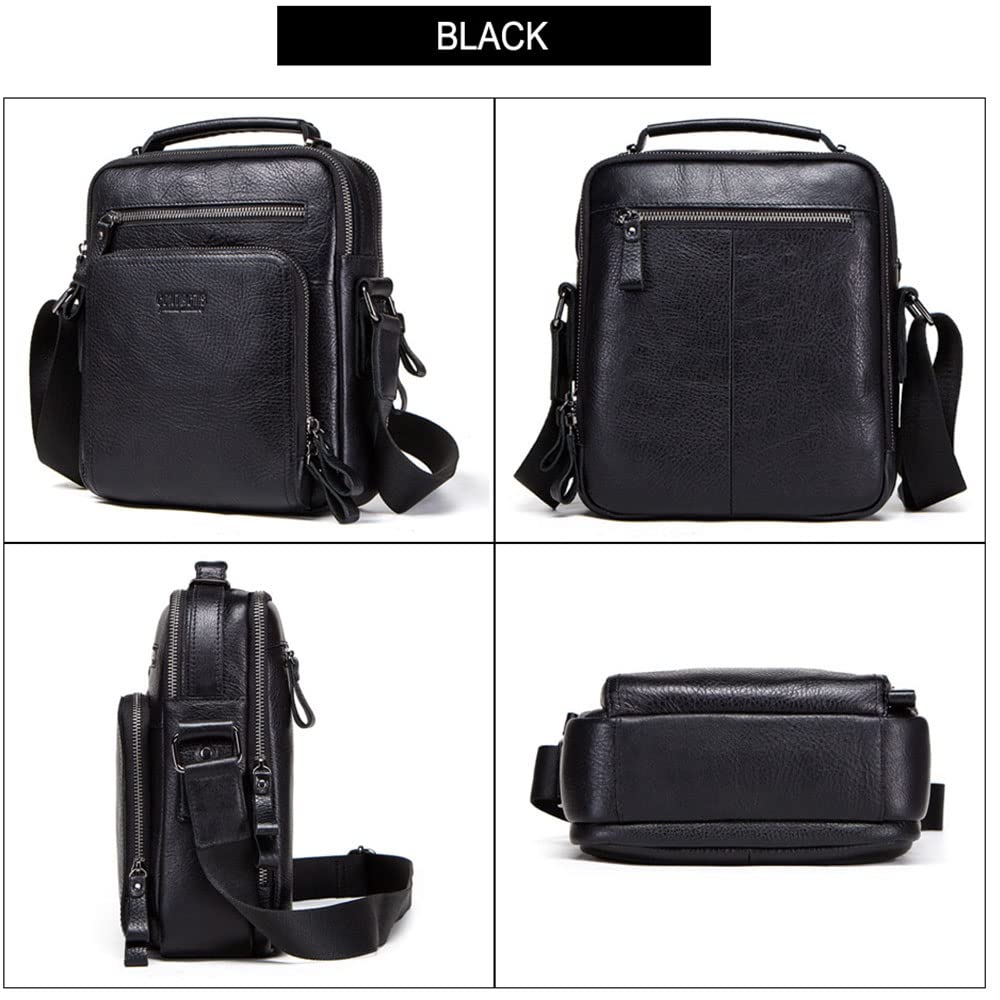 Men's Leather Messenger Bag - Crossbody Shoulder Bag for Business & Travel - Fits 9.7