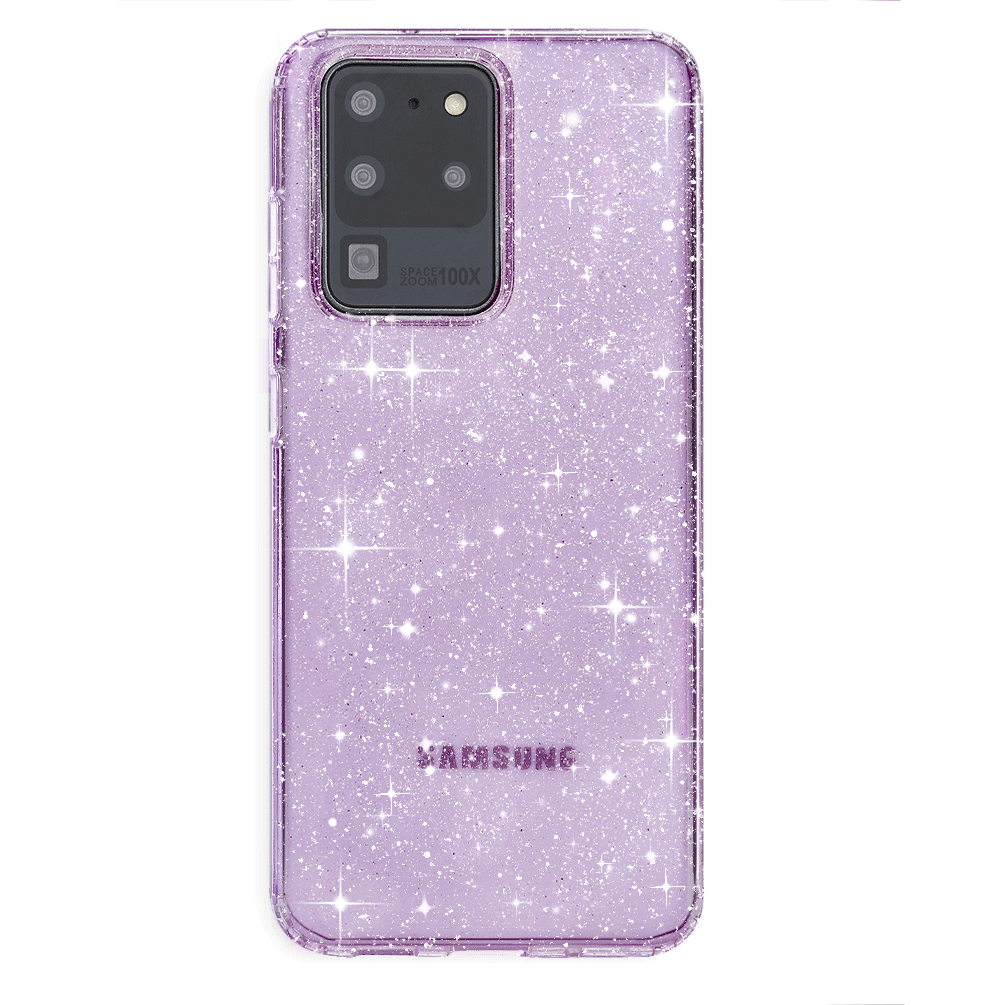 Lilac Stardust Samsung Phone Case - Protective Cover for Galaxy S21/S22/S23 - Trendy Glitter Design - Perfect for Everyday Use & Gift Giving