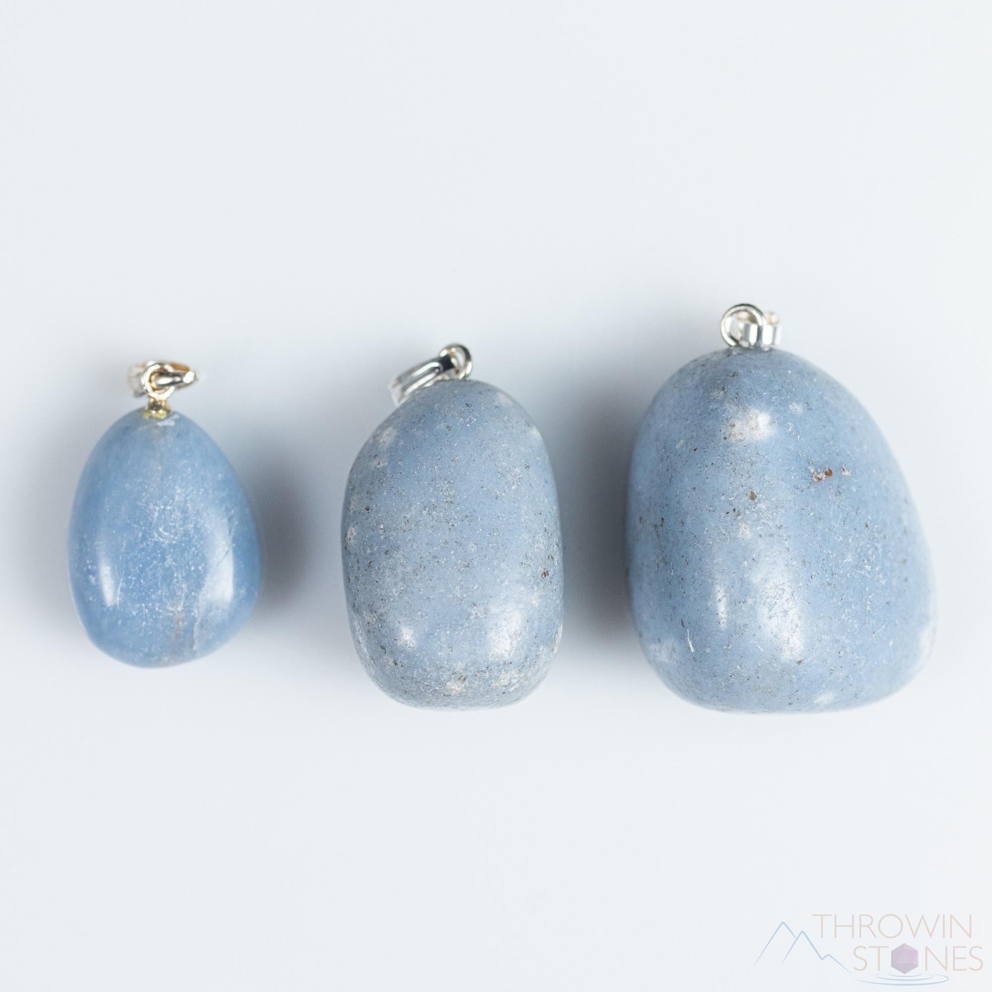 ANGELITE Crystal Pendant Necklace - Handmade Gemstone Jewelry with Healing Properties, Tumbled Stone Gift for Men (E1391) | Spiritual Healing, Meditation & Energy Balancing Accessory