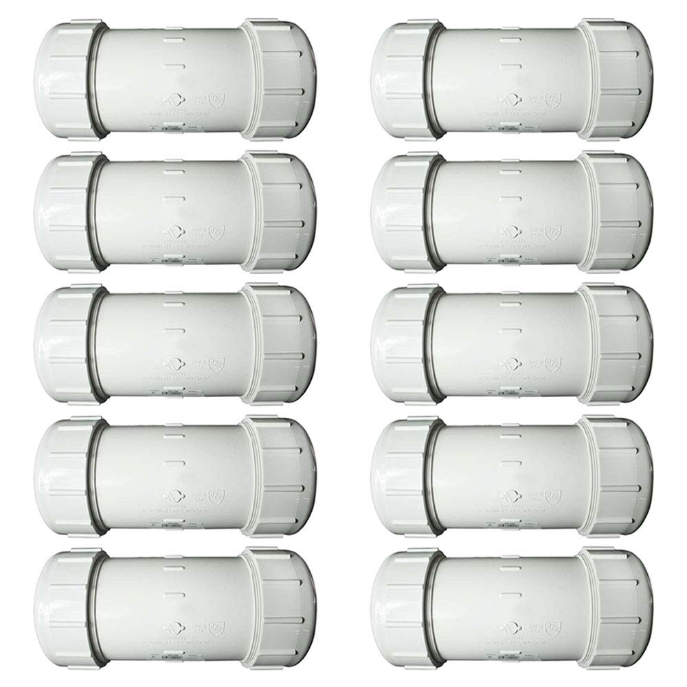 4 Inch PVC Compression Coupling - 10 Pack (10-Piece Set) for Plumbing, Irrigation & Water Supply Systems - Durable PVC Pipe Fittings for Home & Industrial Use