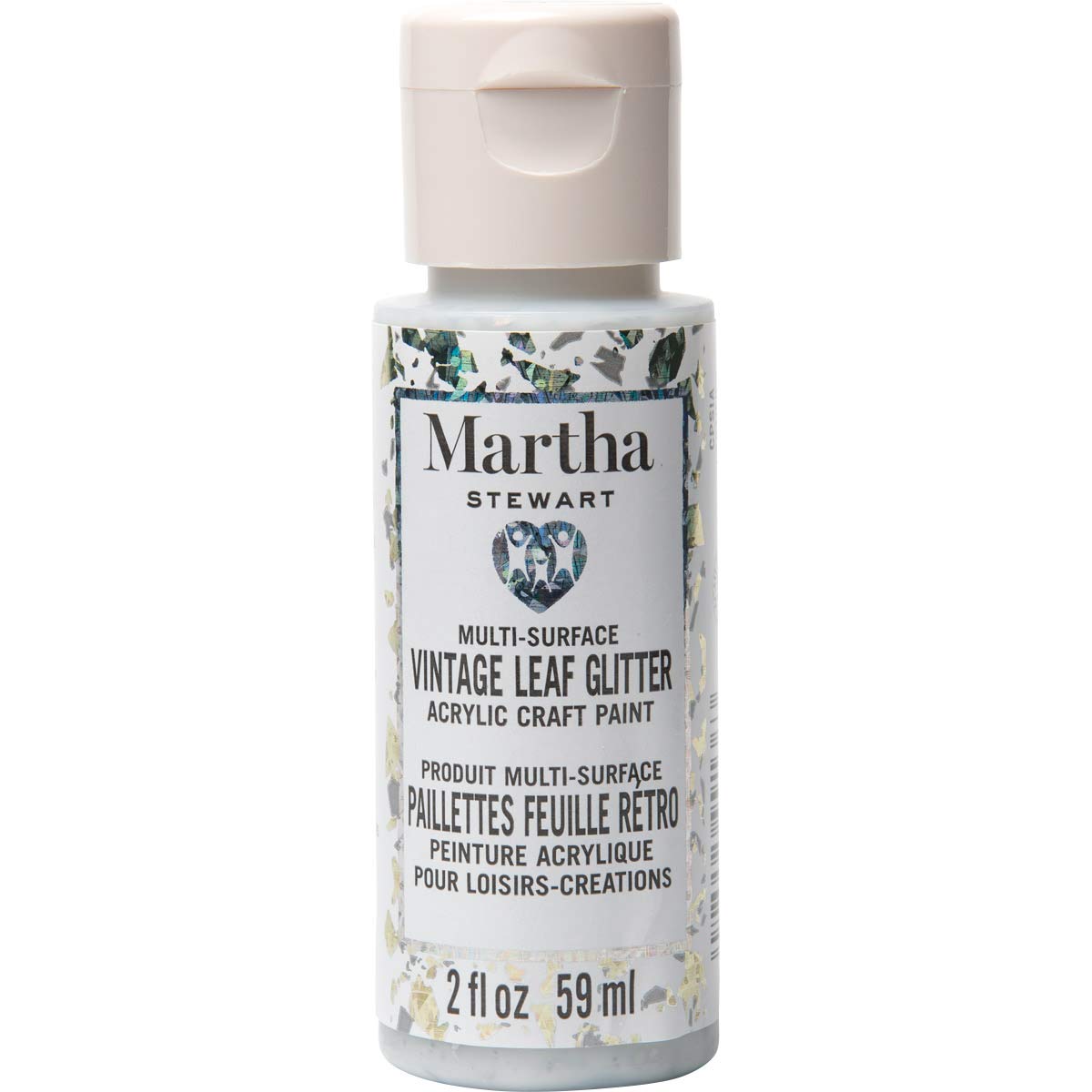 Martha Stewart Crafts Iridescent Silver Vintage Leaf Glitter Acrylic Paint - Multi-Surface, Non-Toxic, Family Friendly for DIY Home Decor, Scrapbooking & Holiday Crafts