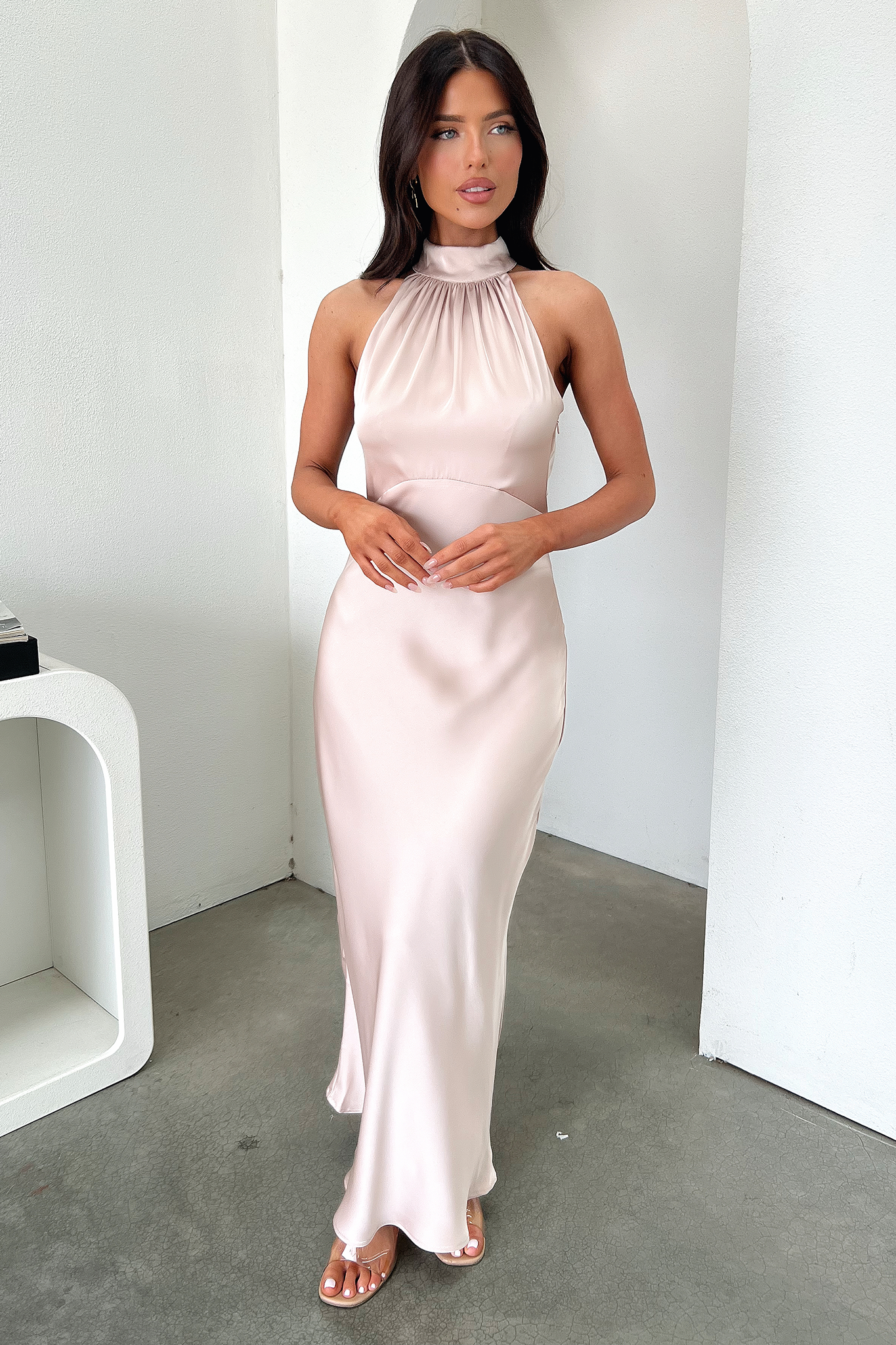 Daphne Dress Champagne - Elegant Women's Party Gown for Evening Events, Weddings & Special Occasions