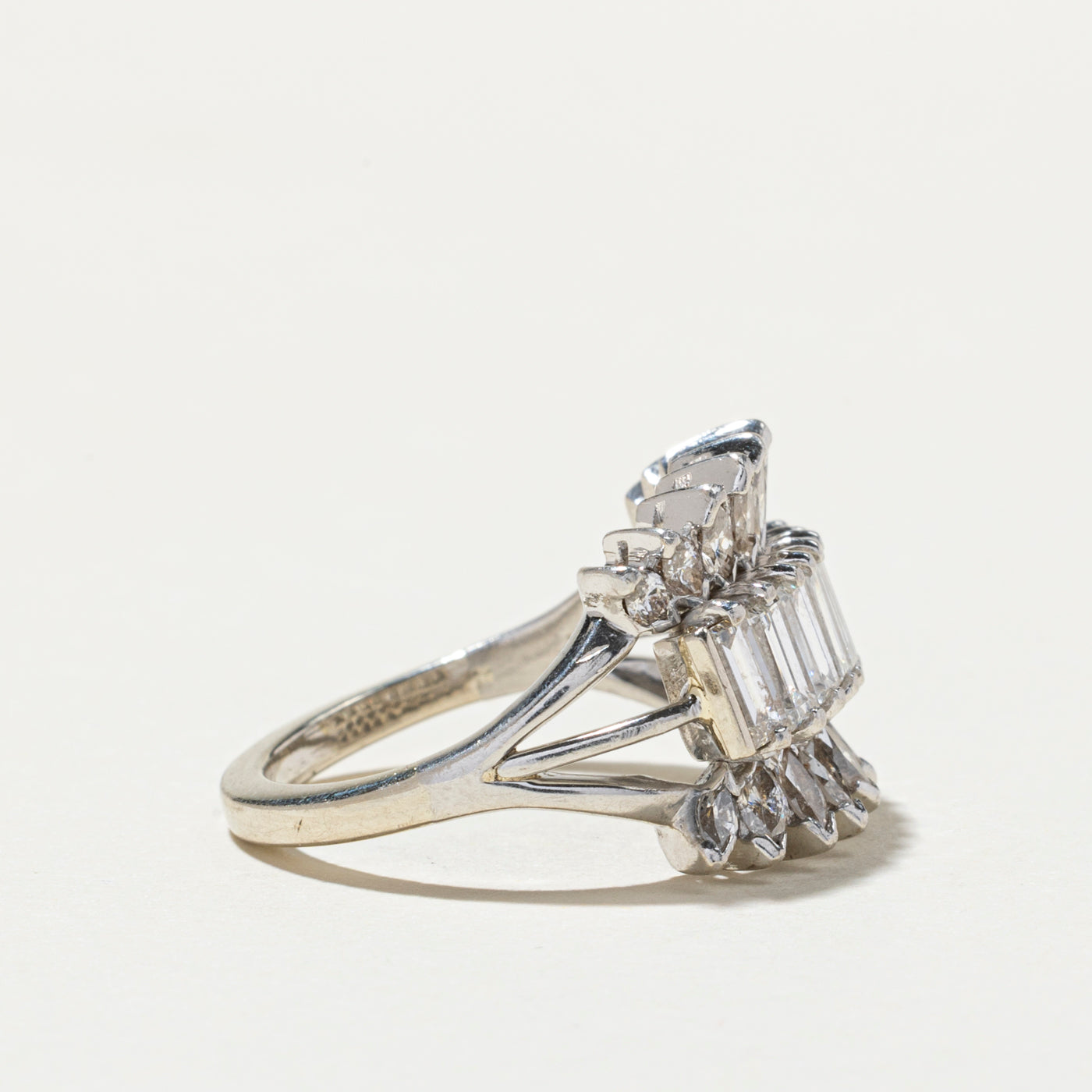 3.10ctw Multi-Cut Diamond Cocktail Ring for Women - Size 7.5 | Elegant Statement Jewelry for Parties, Weddings & Special Occasions