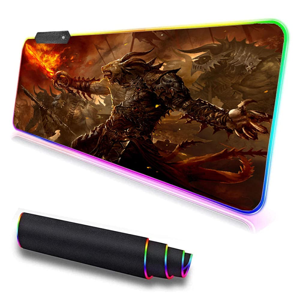RGB Gaming Mouse Pad with Multiple LED Lighting Modes - Non-Slip XXL Large Mouse Mat (35.4x15.7in) for Guild Wars 2 & PC Gaming - Perfect for Esports, Office Work & Streaming Setup
