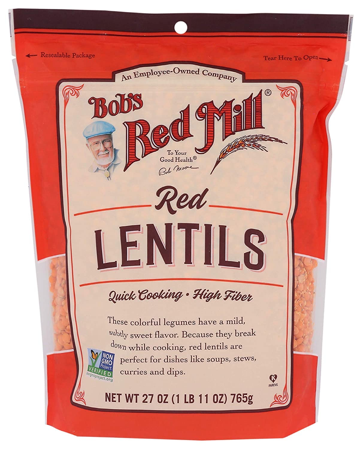 Bob's Red Mill Red Lentil Beans - 27 Ounce (Pack of 3) | High-Protein, Gluten-Free Lentils for Soups, Stews & Indian Dal | Bulk Pantry Staples for Healthy Cooking
