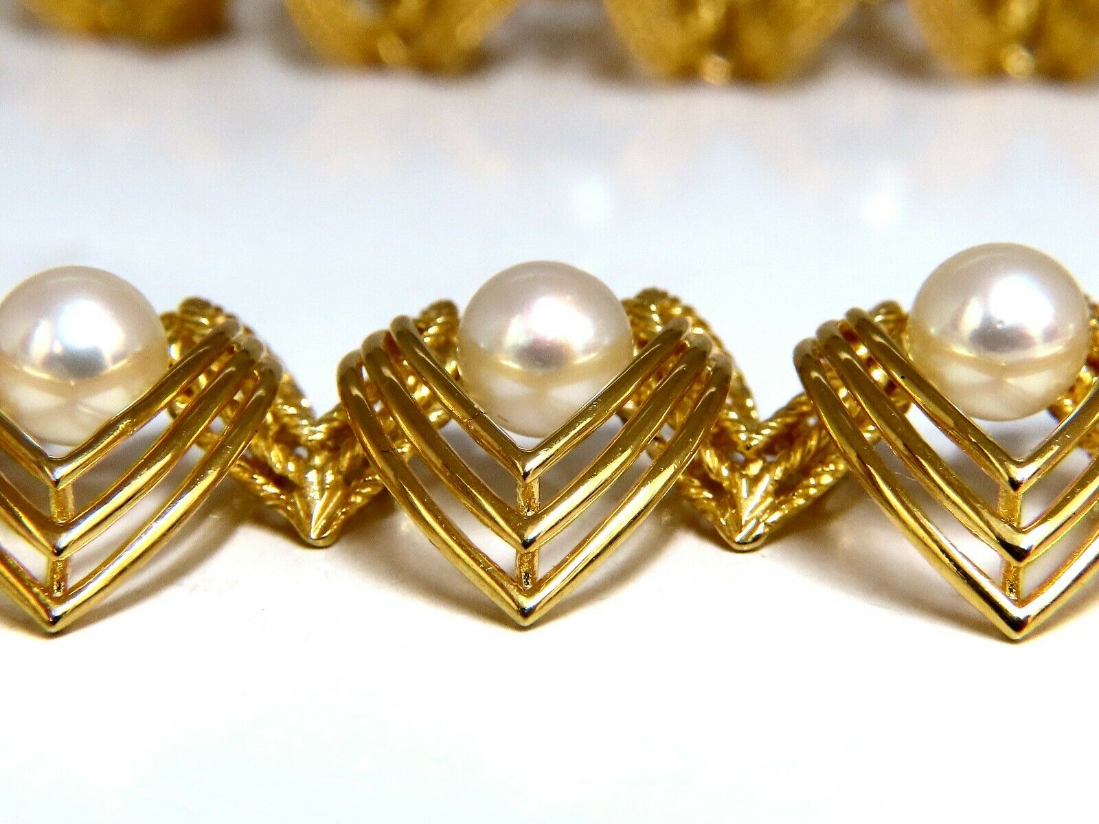 6.3mm Natural Japanese Akoya Pearl Necklace - 18K Gold Two-Tier Intertwined Twist Design - Perfect for Weddings, Anniversaries & Special Occasions